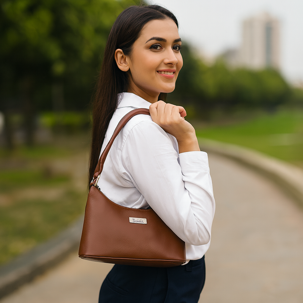 Sishka Brown Genuine Leather Hobo Bag – Versatile Crossbody Purse, Soft Leather Satchel, Stylish Tote Shoulder Handbag for Women (H 7.25" x W 10.5" x D 4.25").