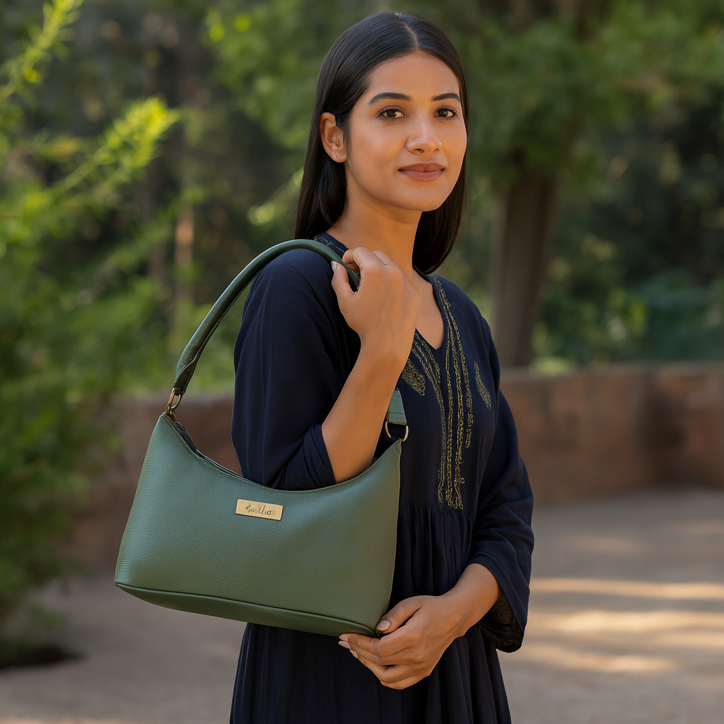 Sishka Genuine Leather Hobo Bag – Stylish Tote Shoulder Handbag, Soft Leather Satchel, Versatile Crossbody Purse for Women (H 7.25" x W 10.5" x D 4.25").- Olive