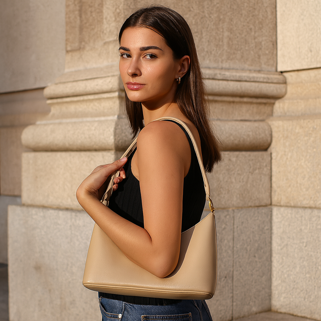 Sishka Genuine Leather Hobo Bag – Elegant Tote Shoulder Handbag, Soft Leather Satchel, Versatile Crossbody Purse for Women – Taupe (H 7.25" x W 10.5" x D 4.25").