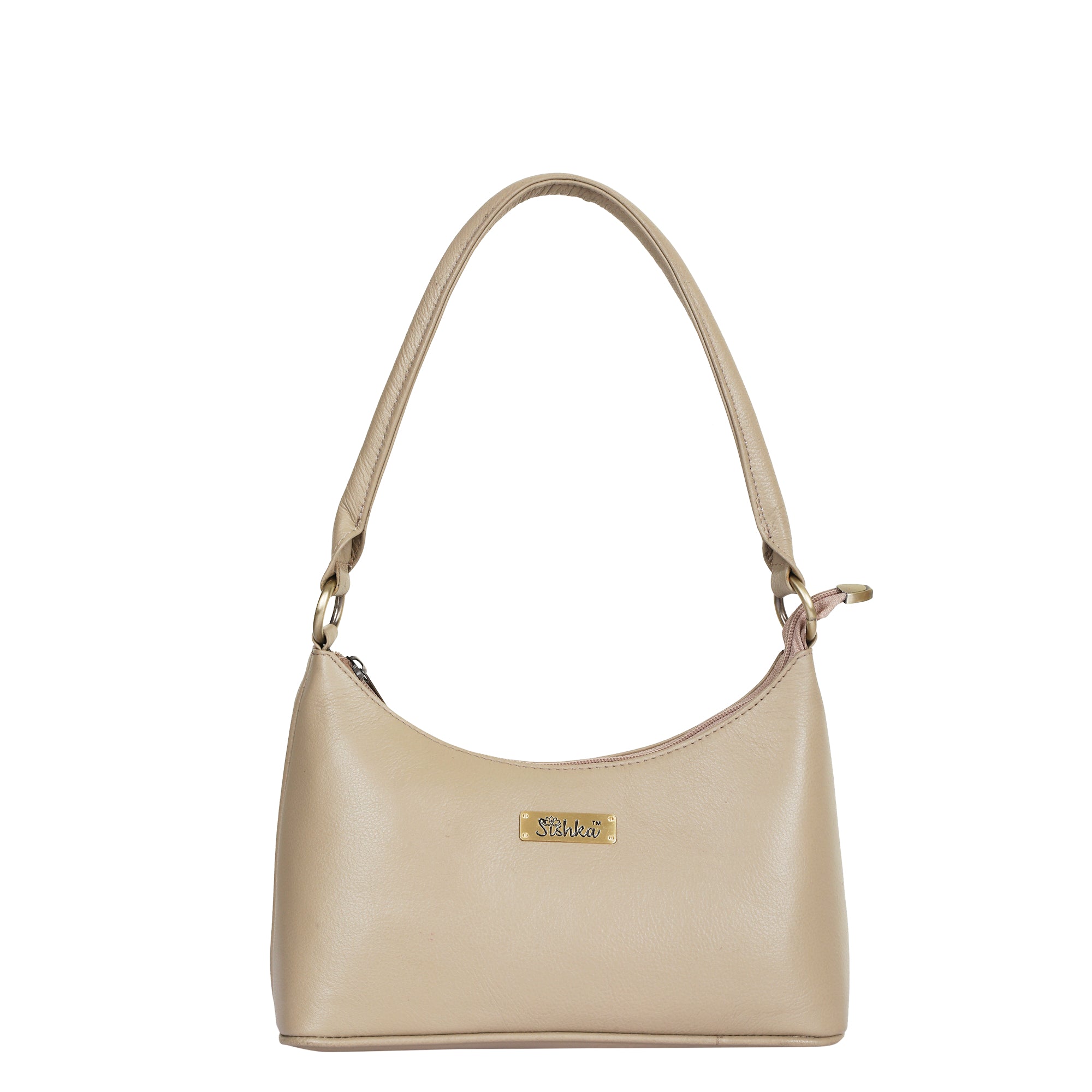 Sishka Genuine Leather Hobo Bag – Elegant Tote Shoulder Handbag, Soft Leather Satchel, Versatile Crossbody Purse for Women – Taupe (H 7.25" x W 10.5" x D 4.25").
