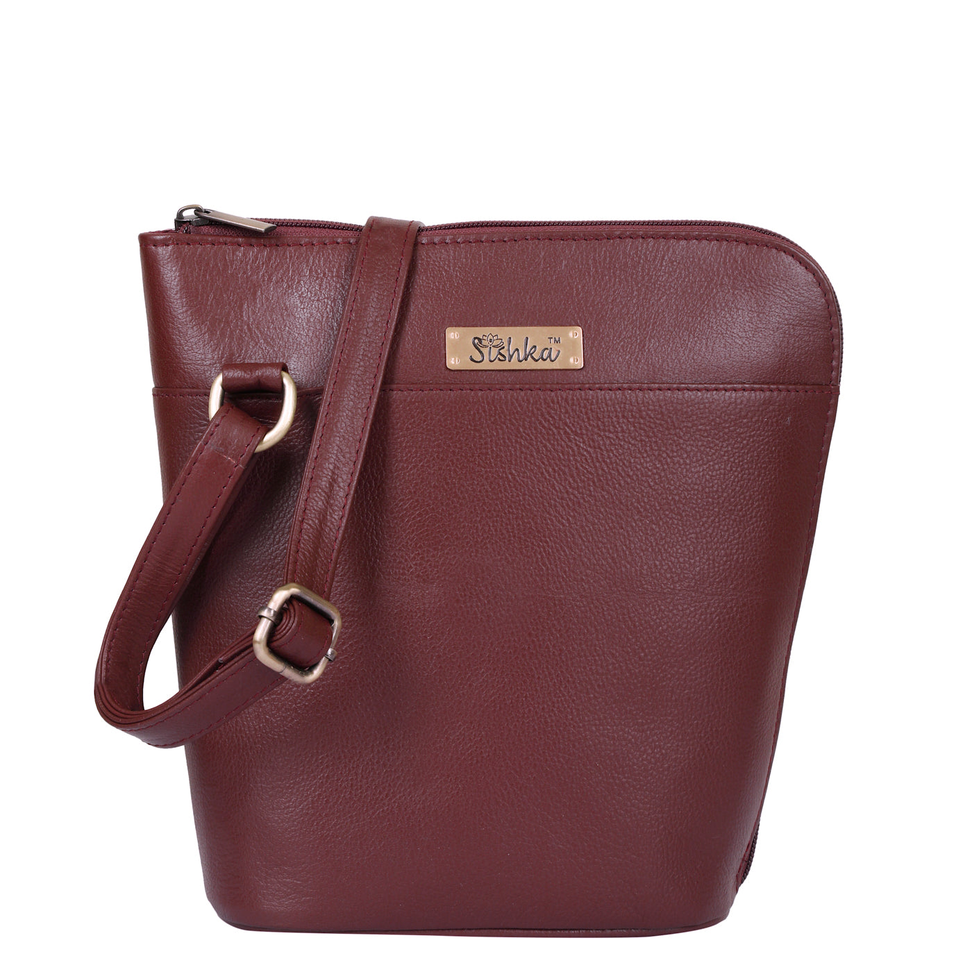 Sishka Cherry Red Genuine Leather Crossbody Organizer Bag for Women – Stylish Shoulder Organizer Purse, Sleek and Compact Handbag for Everyday Essentials (H 9.25" x W 9.5" x D 3.5")