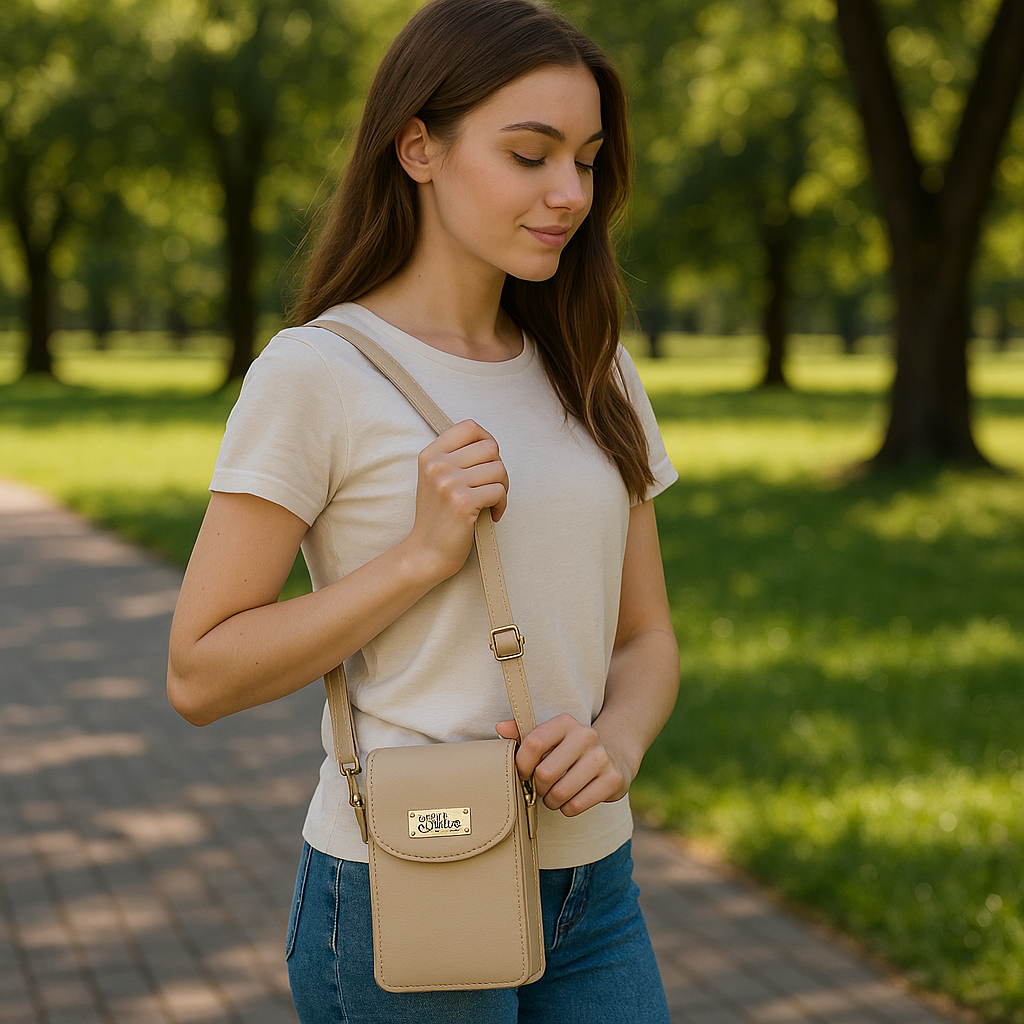 Crossbody Cell Phone Wallet for Ladies in  Taupe Colour– Fashionable Leather Phone Purse, Sleek Shoulder Bag, Genuine Leather Travel Sling, Compact Everyday Wallet |  Sishka