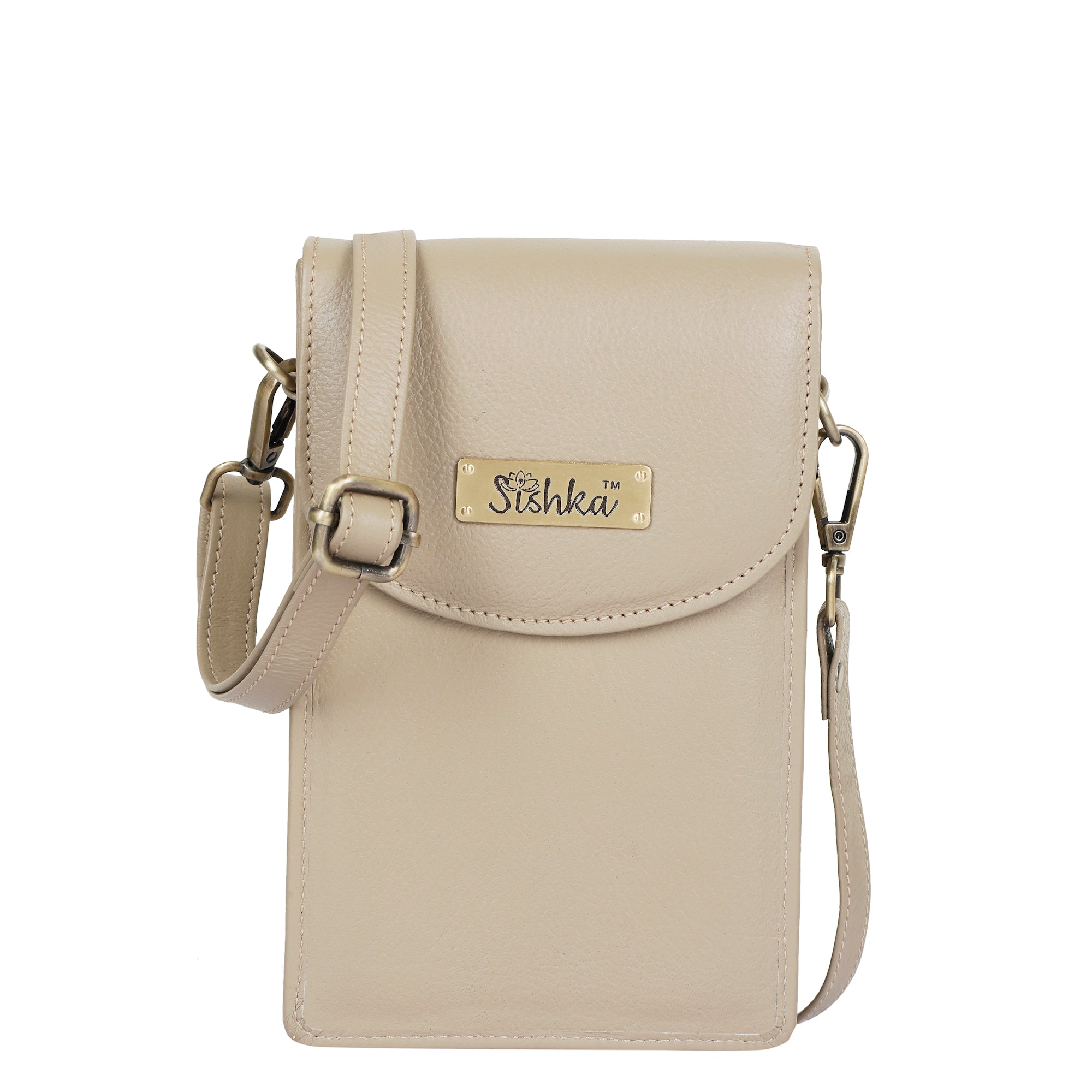 Crossbody Cell Phone Wallet for Ladies in  Taupe Colour– Fashionable Leather Phone Purse, Sleek Shoulder Bag, Genuine Leather Travel Sling, Compact Everyday Wallet |  Sishka