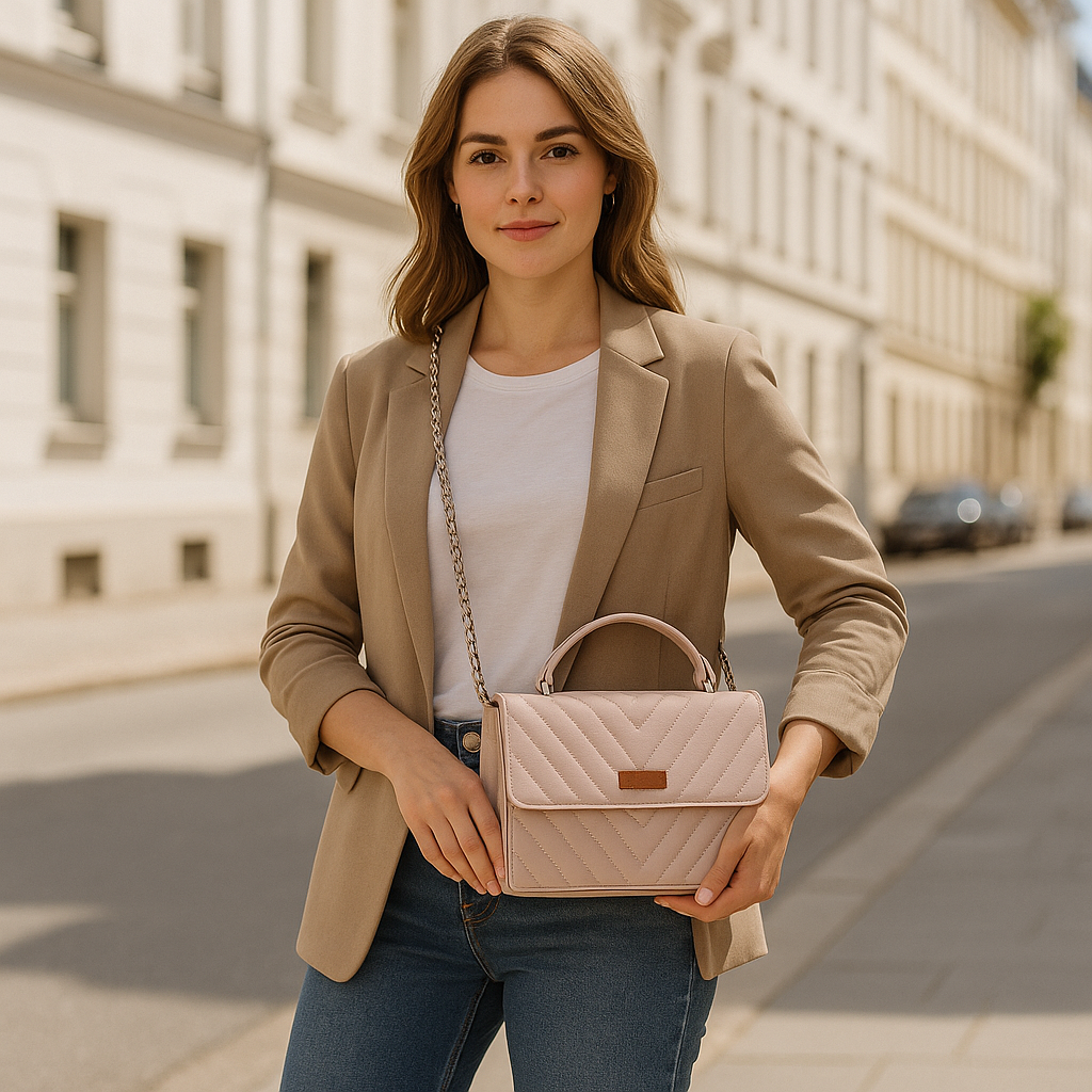 Sishka Mauve Sling Crossbody Bag – Women’s Vegan Leather Shoulder Purse with Zipper Pocket
