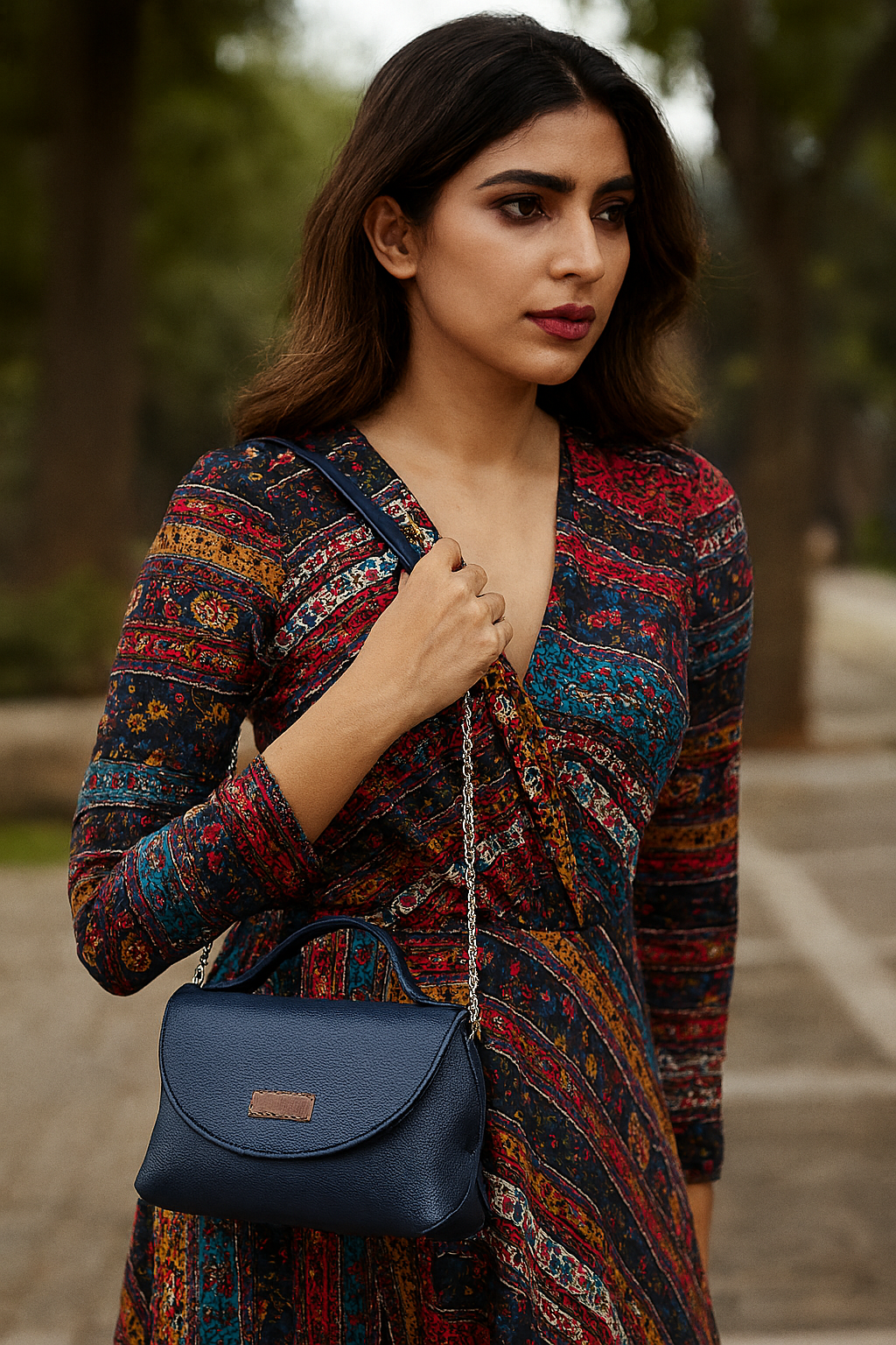 Sishka Blue Crossbody Bag for Women in Vegan Leather– Stylish Sling Purse with Top Handle and Strap