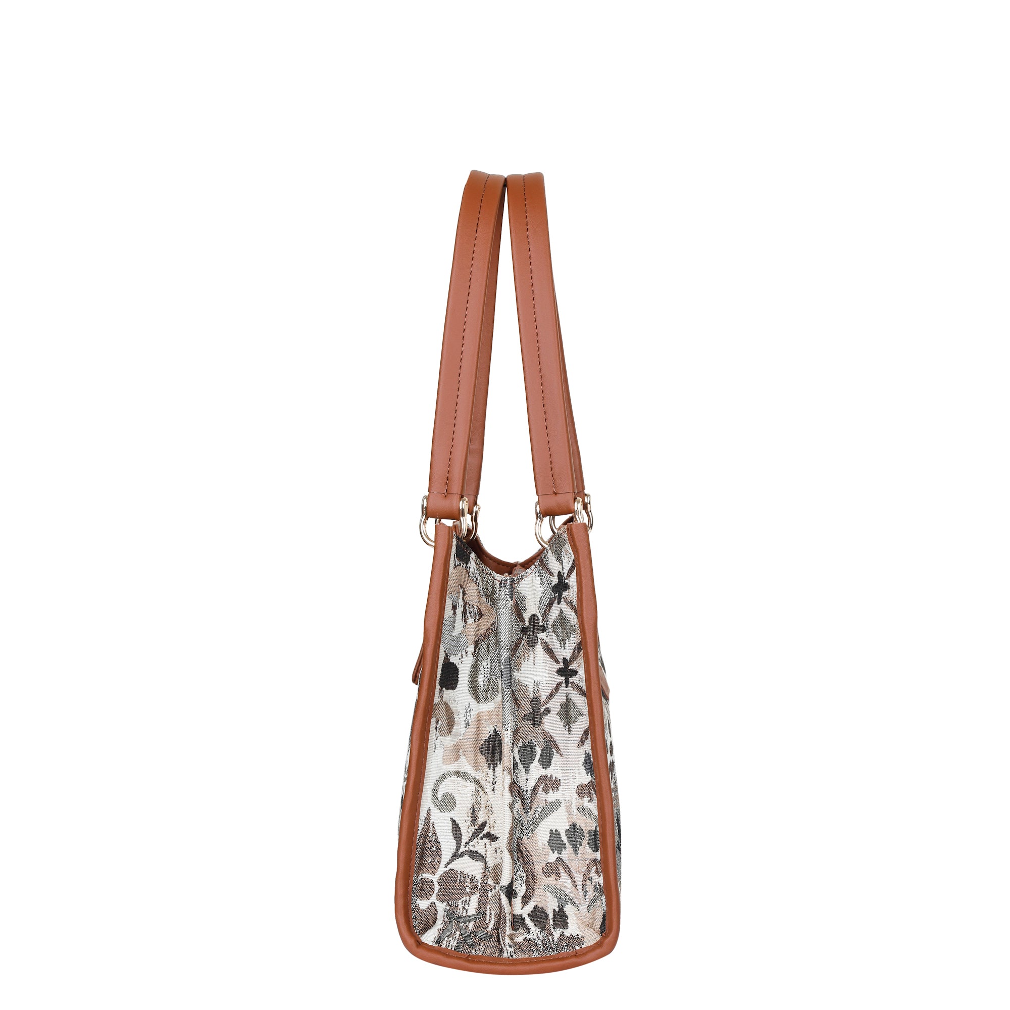 Abstract Tapestry Satchel Bag Crossbody Top Handle Handbag for Women with Vegan Leather Trim for Daily Use