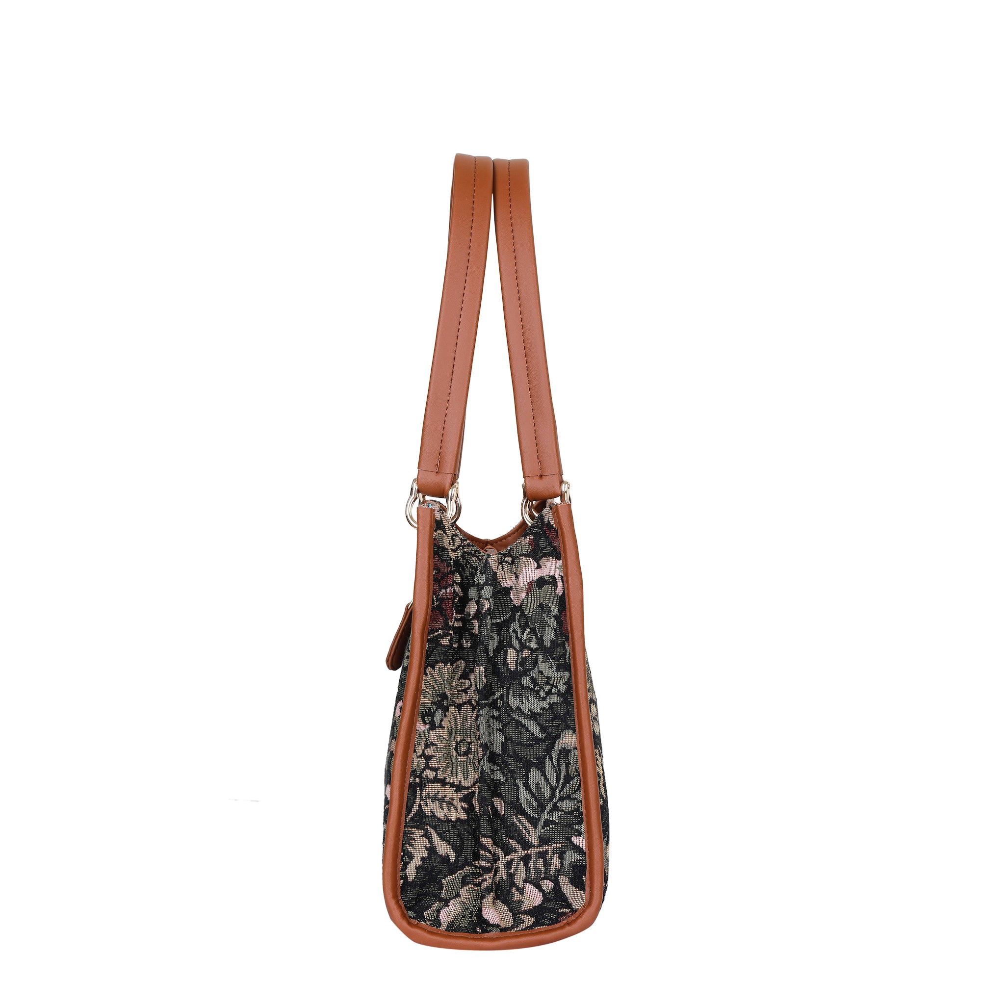 Women’s Tapestry Satchel Bag Vintage Pattern Crossbody Handbag with Vegan Leather Trim for Daily Use