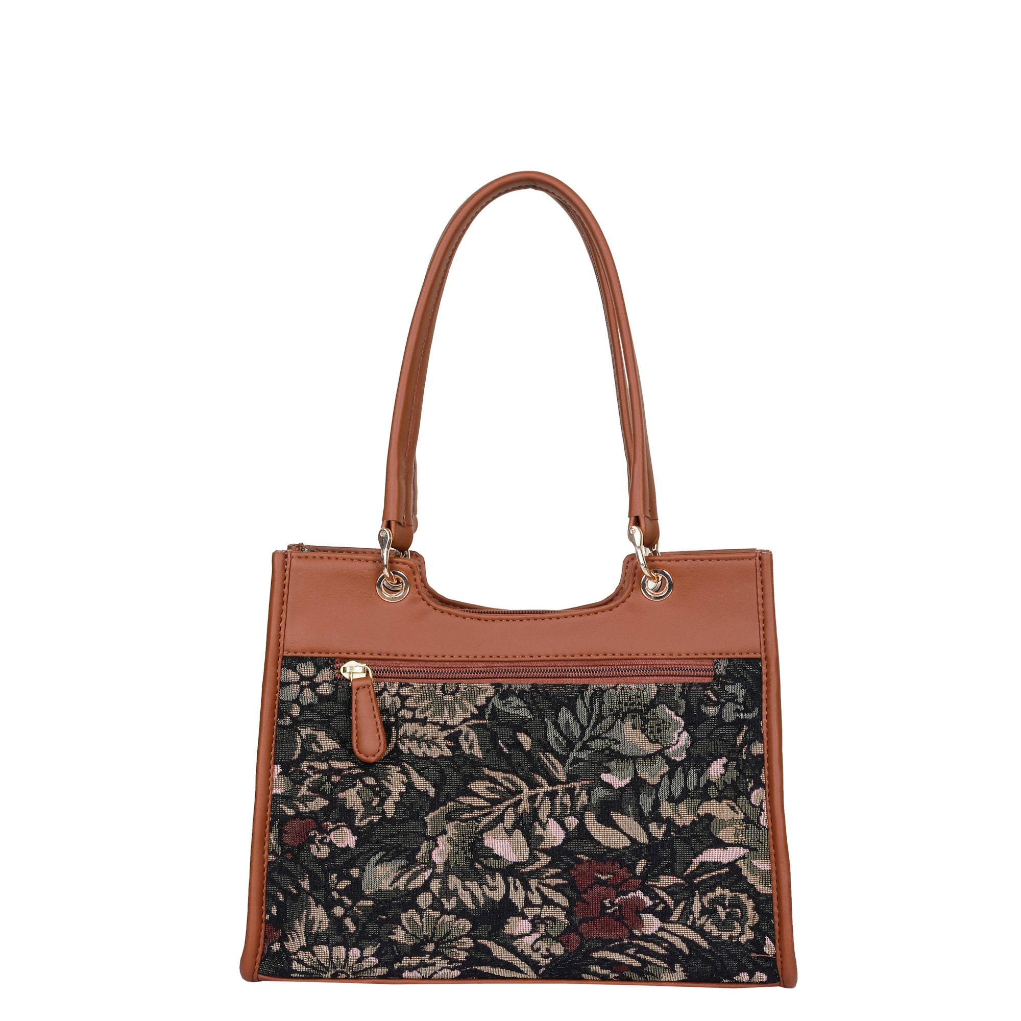 Women’s Tapestry Satchel Bag Vintage Pattern Crossbody Handbag with Vegan Leather Trim for Daily Use