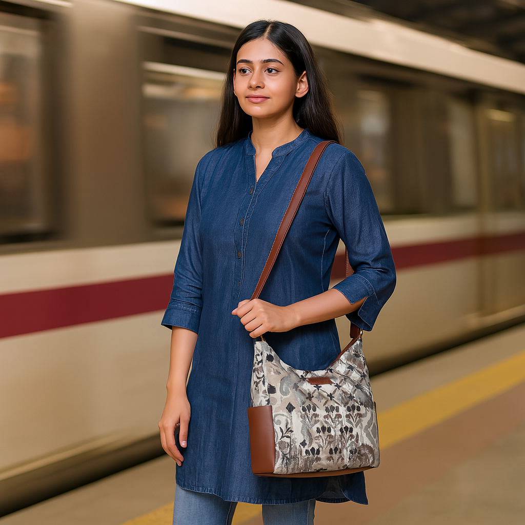 Sishka Abstract Tapestry Hobo Bag for Women | Elegant Leather Crossbody & Shoulder Handbag for Everyday Use