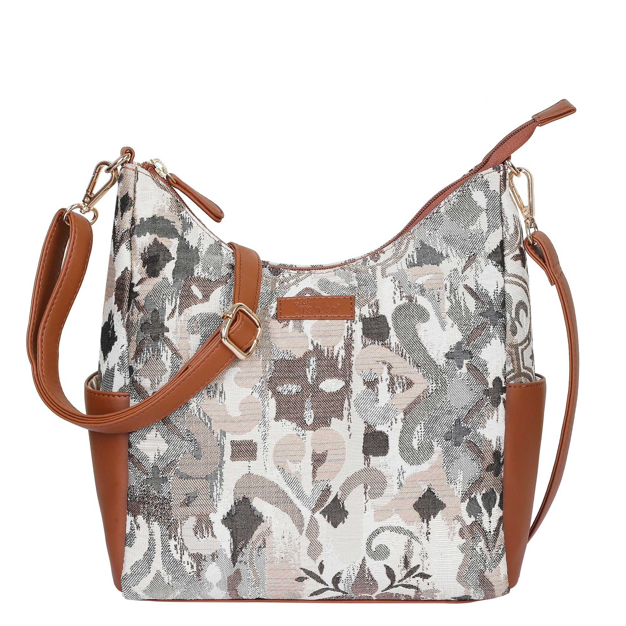 Women’s Abstract Tapestry Hobo Bag – Elegant Vegan Leather Crossbody & Shoulder Handbag for Work & Daily Use