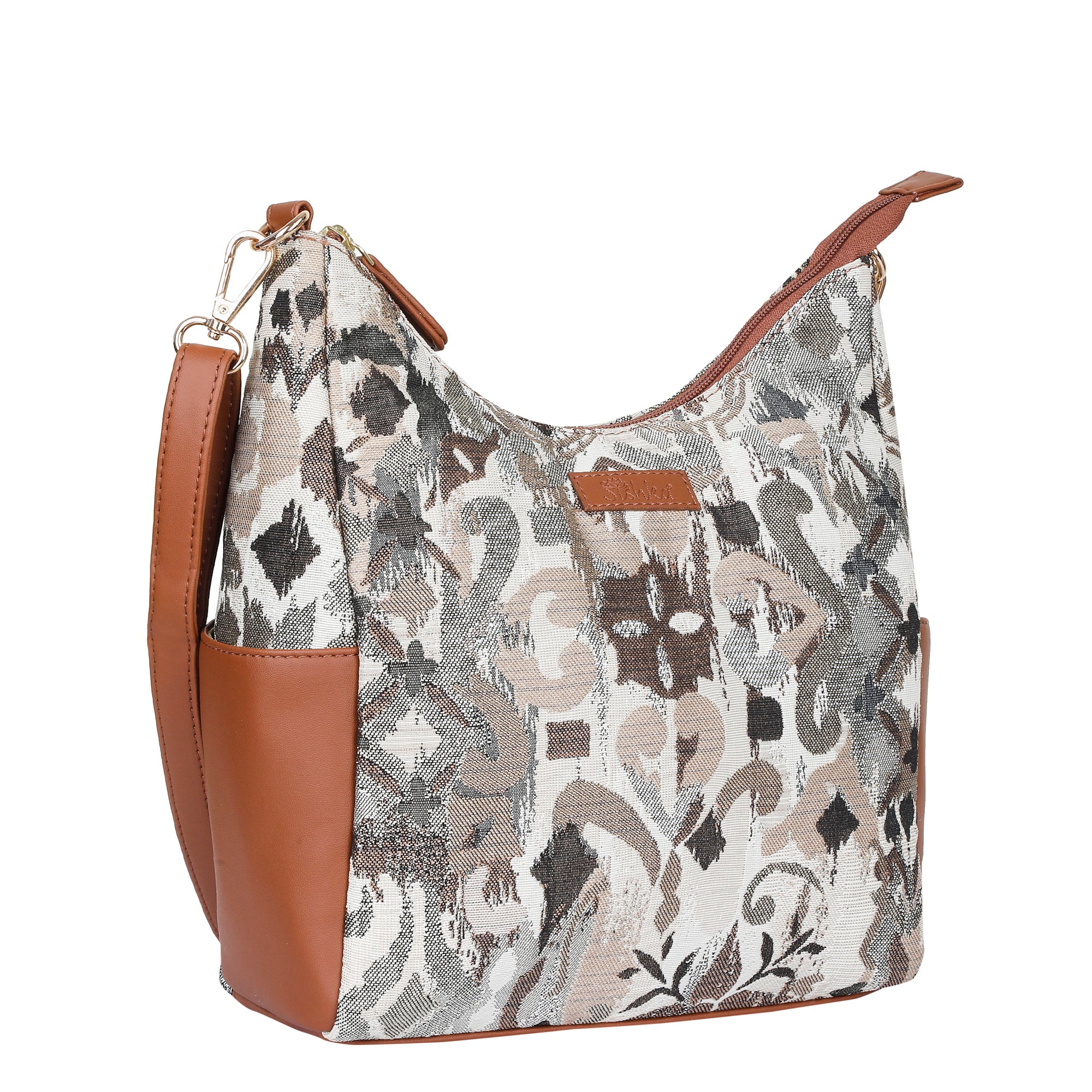 Women’s Abstract Tapestry Hobo Bag – Elegant Vegan Leather Crossbody & Shoulder Handbag for Work & Daily Use