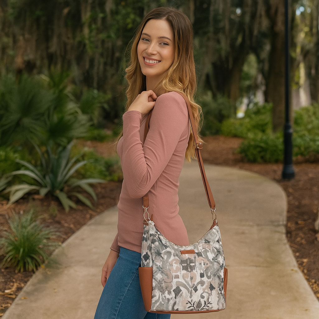 Women’s Abstract Tapestry Hobo Bag – Elegant Vegan Leather Crossbody & Shoulder Handbag for Work & Daily Use