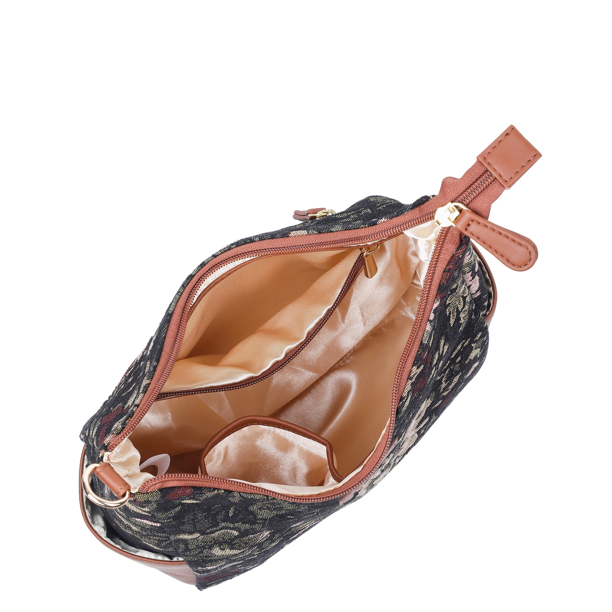 Women’s Hobo Bag in Vintage Tapestry Fabric – Vegan Leather-Trimmed Crossbody & Shoulder Purse for Travel & Daily Use