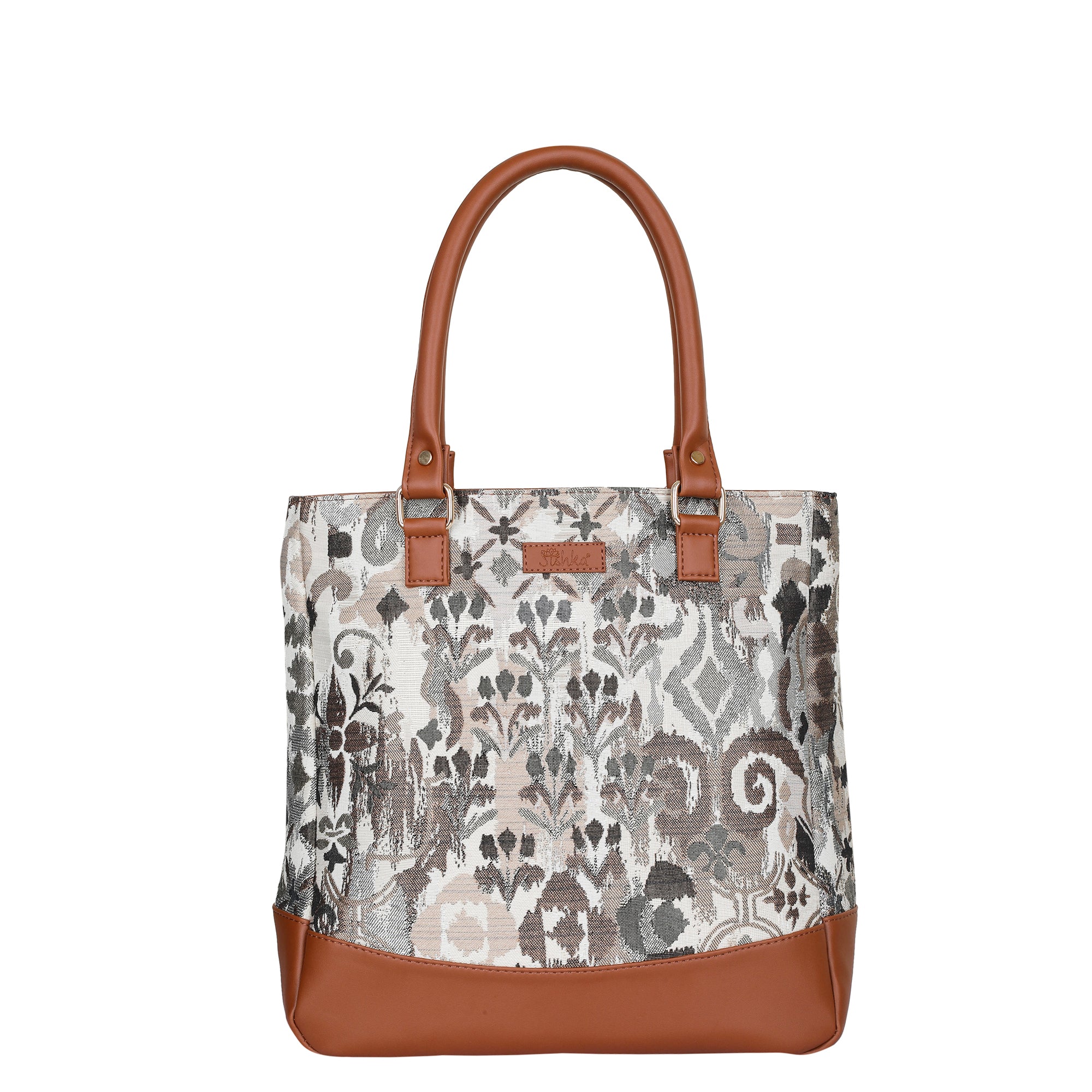 Women’s Abstract Tapestry Tote Bag – Shoulder & Top Handle Handbag with Vegan Leather Trim for Everyday Style