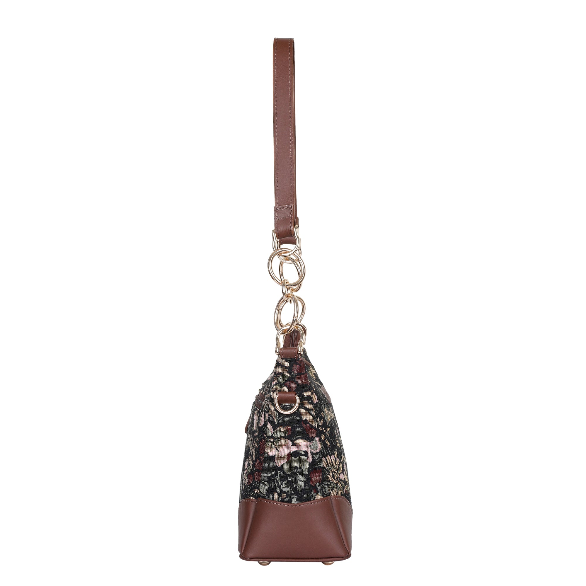 Women’s Vintage Tapestry Shoulder Bag – Leather-Trimmed Tote Sling Satchel Purse