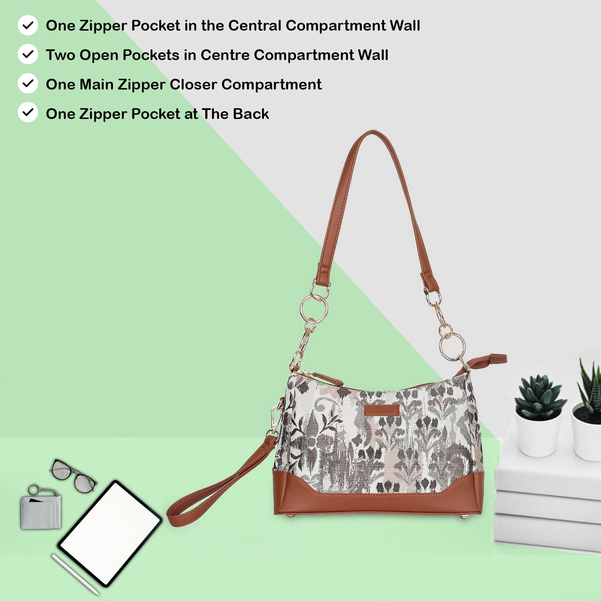 Women’s Abstract Pattern Tapestry Shoulder Bag – Modern Tote & Sling Satchel Purse with Vegan Leather Handle for Daily Use