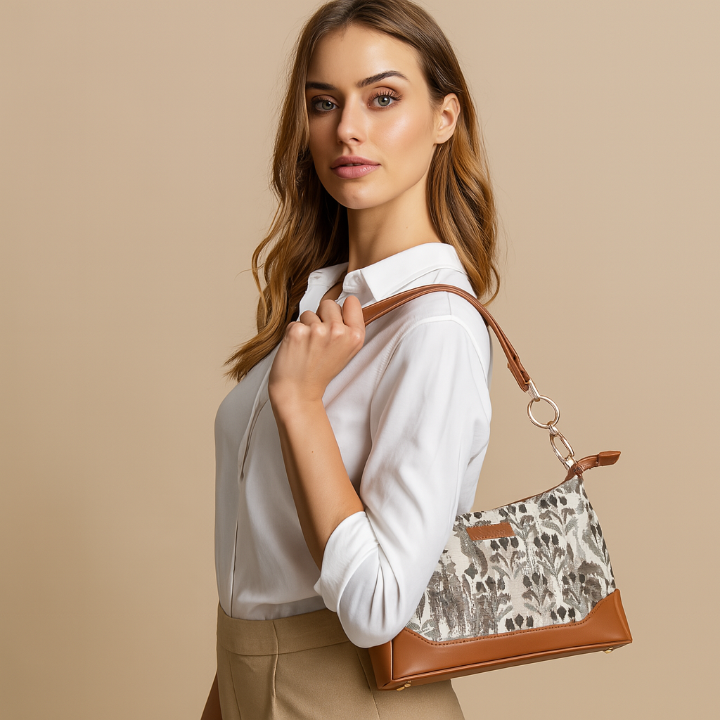 Women’s Abstract Pattern Tapestry Shoulder Bag – Modern Tote & Sling Satchel Purse with Vegan Leather Handle for Daily Use