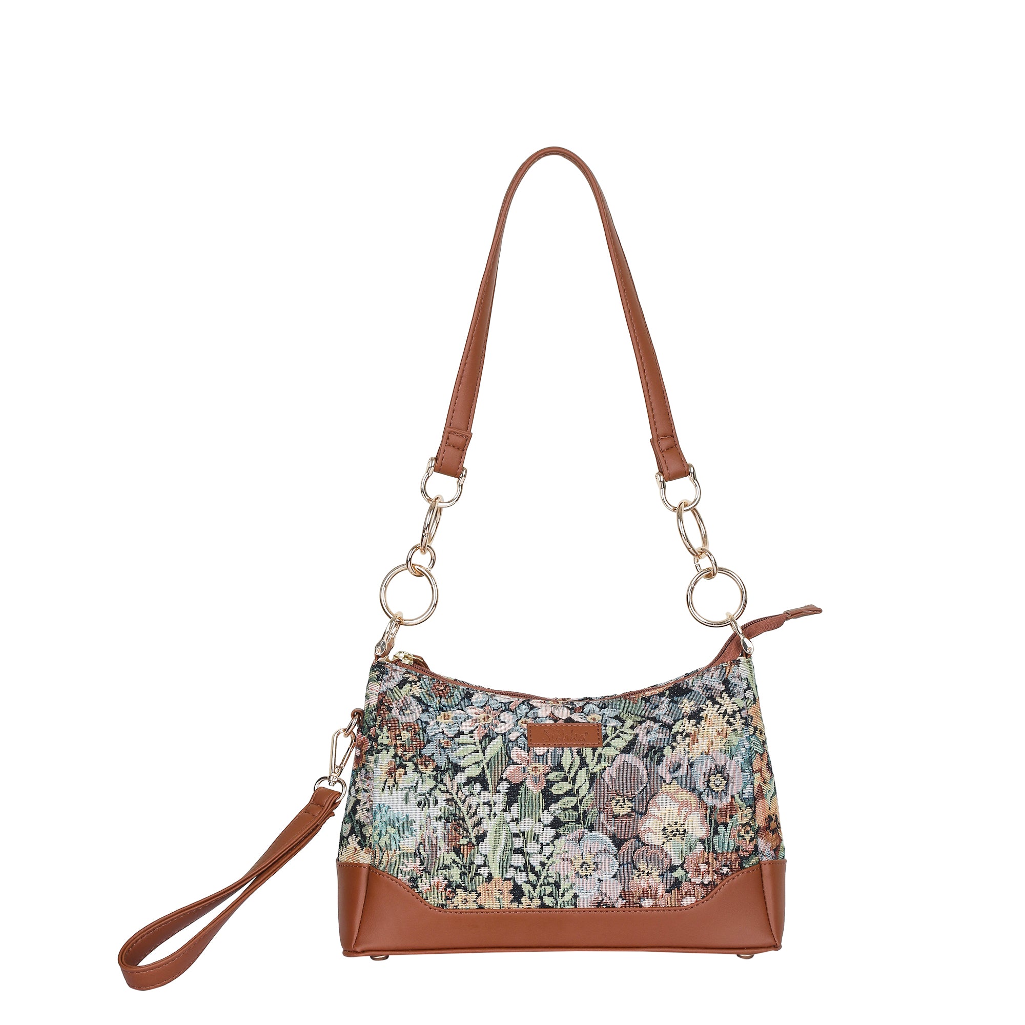 Women’s Botanical Tapestry Shoulder Bag – Tote & Sling Satchel Purse with Vegan Leather Accents for Travel & Everyday Style