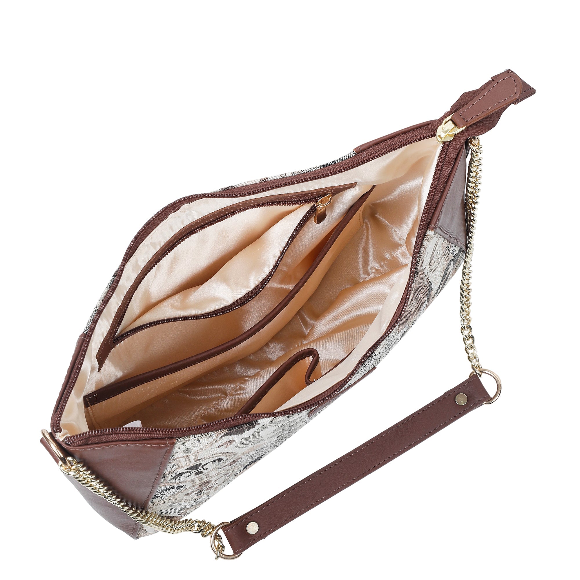 Sishka Women's Abstract Design Tapestry Hobo Bag |Leather-Trimmed Shoulder & Satchel bag with Chain Strap for Work & Travel