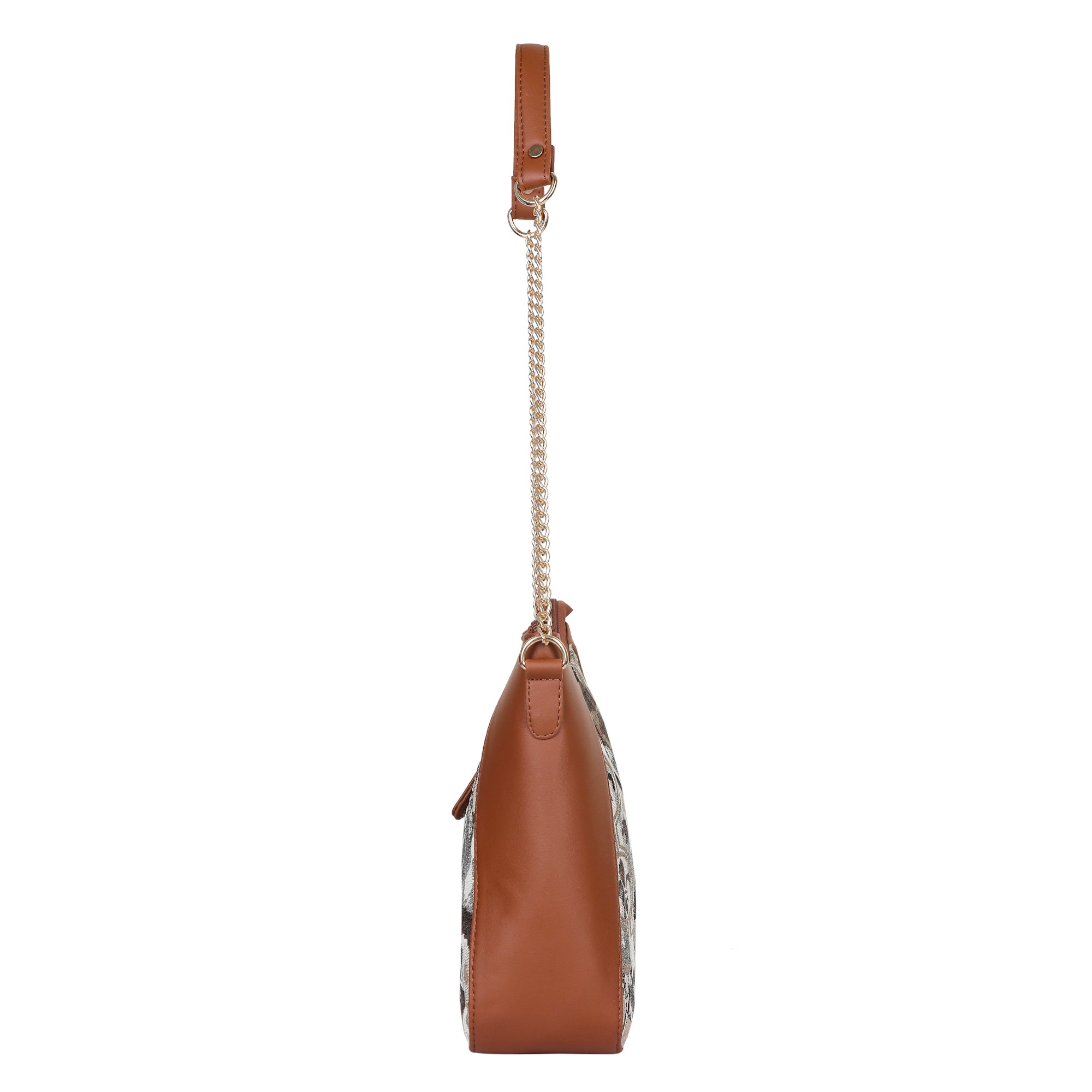 Women’s Abstract Tapestry Hobo Shoulder Bag – Leather Sling & Satchel Purse with Chain Strap & Top Handle for Work & Travel