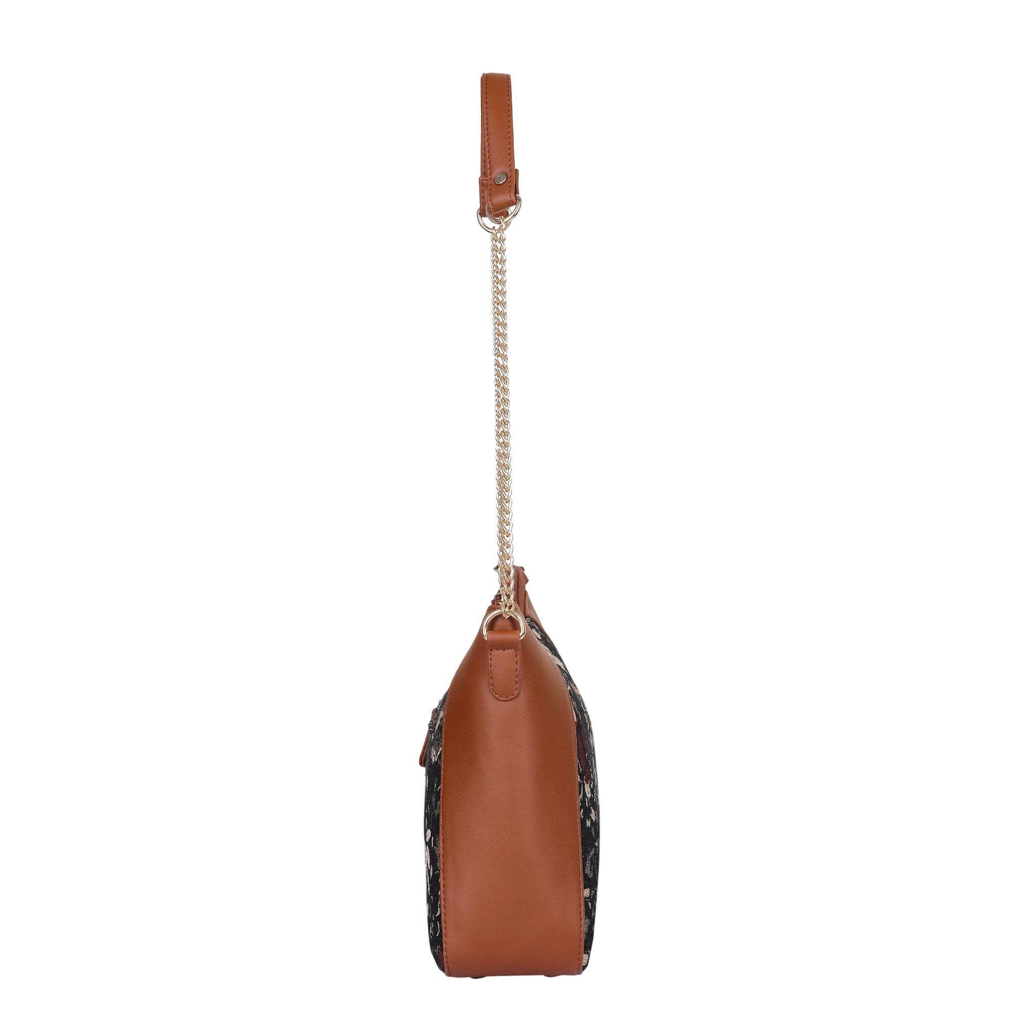 Women’s Vintage Tapestry Hobo Shoulder Bag – Vegan Leather Satchel Purse with Chain Strap & Top Handle for Daily Use