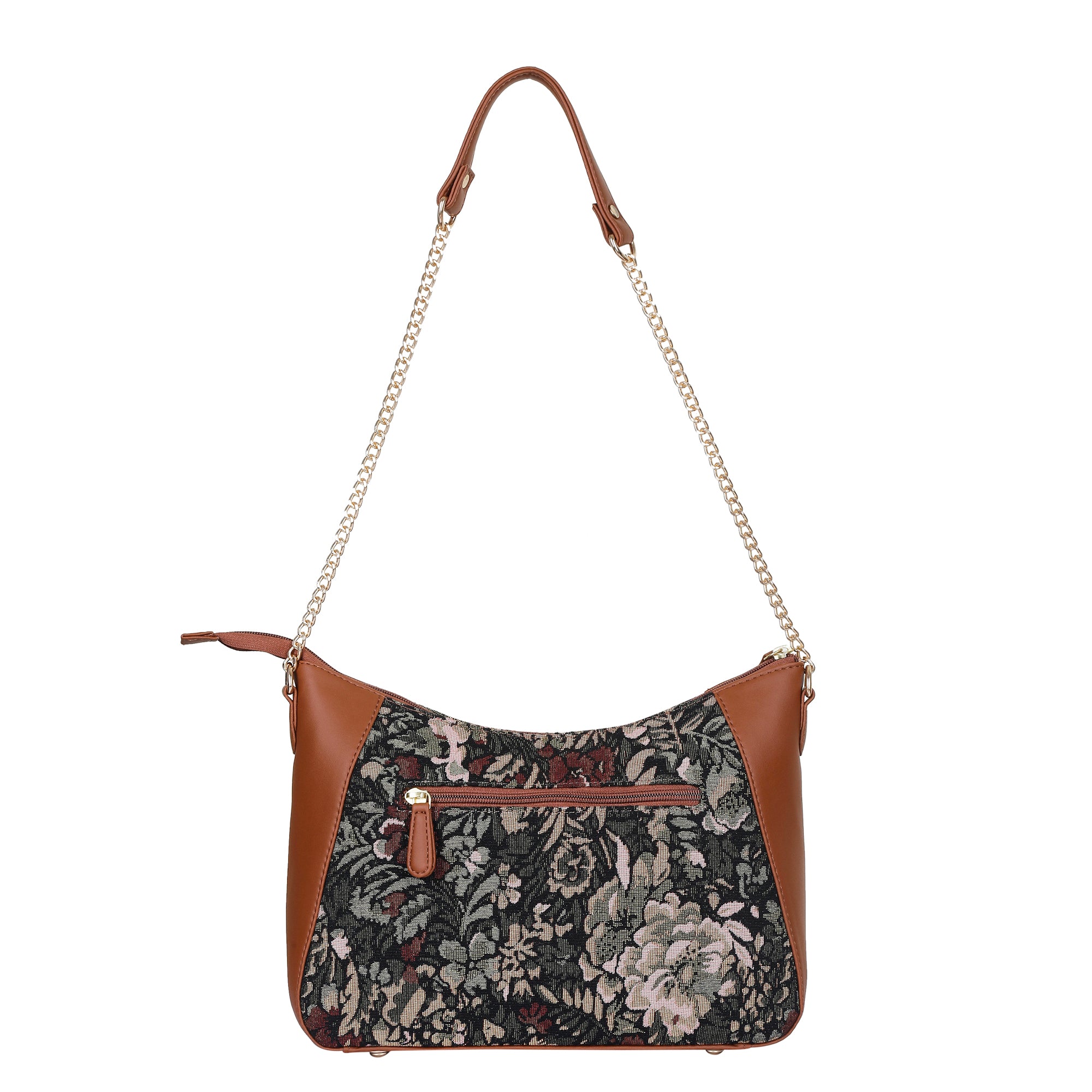 Women’s Vintage Tapestry Hobo Shoulder Bag – Vegan Leather Satchel Purse with Chain Strap & Top Handle for Daily Use