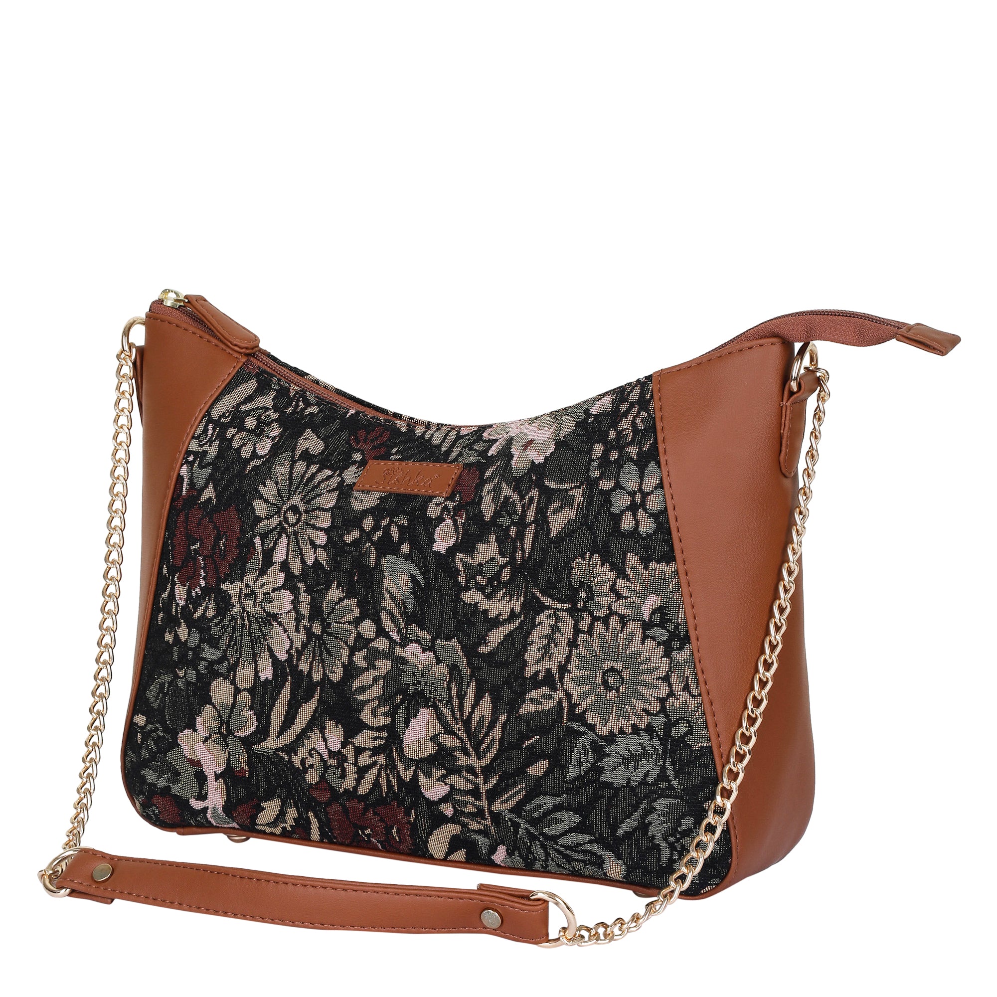 Women’s Vintage Tapestry Hobo Shoulder Bag – Vegan Leather Satchel Purse with Chain Strap & Top Handle for Daily Use