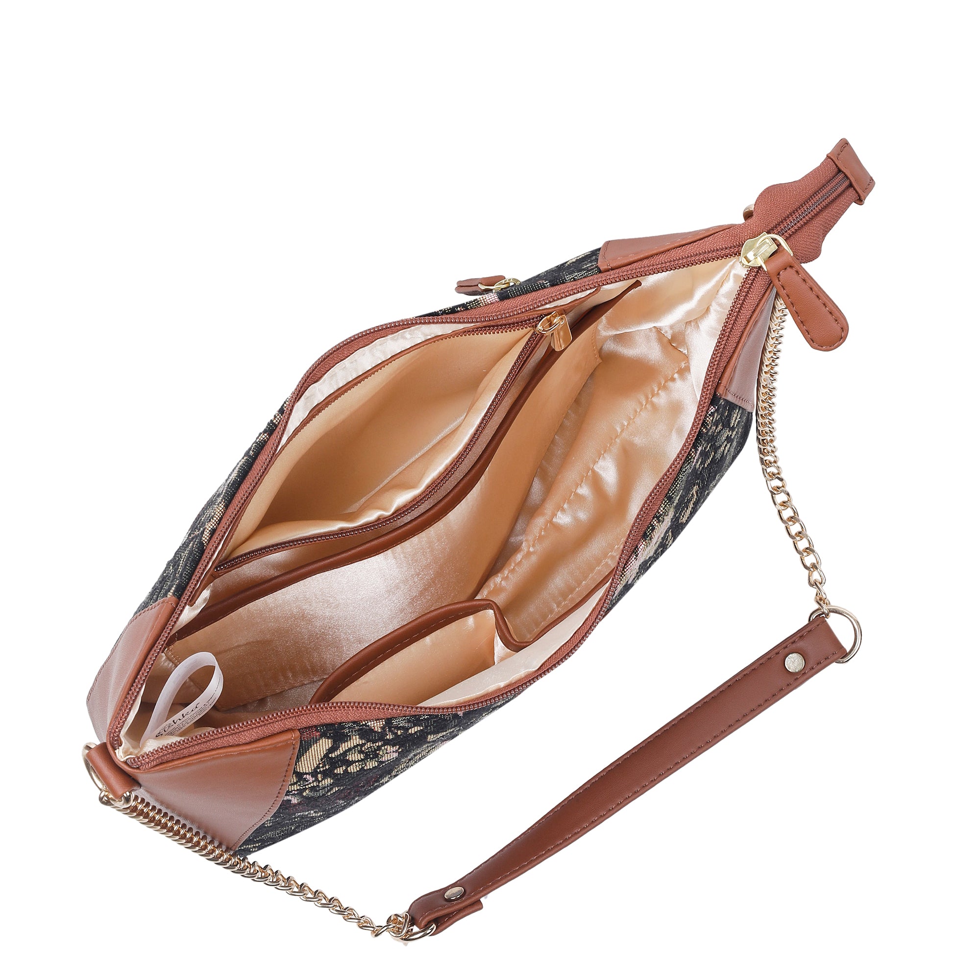 Women’s Vintage Tapestry Hobo Shoulder Bag – Vegan Leather Satchel Purse with Chain Strap & Top Handle for Daily Use