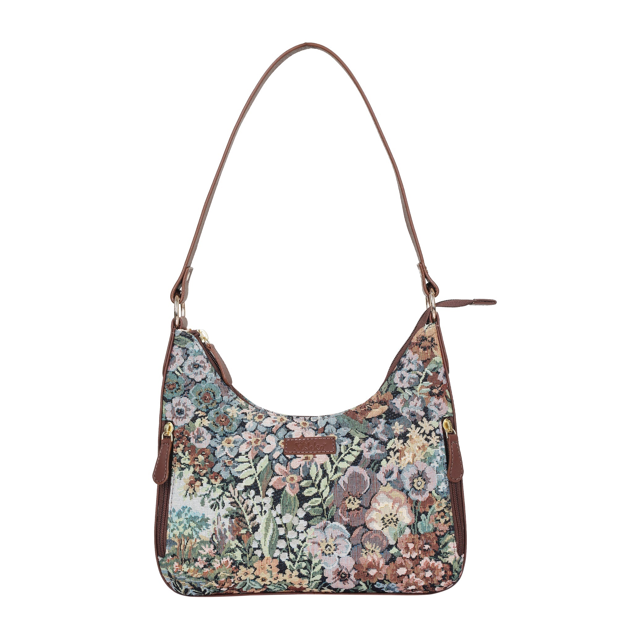 Sishka Botanical Design Tapestry  Fabric Hobo Bag For Women | Shoulder & Satchel Purse with Leather Trim and  Strap for Travel & Casual Use