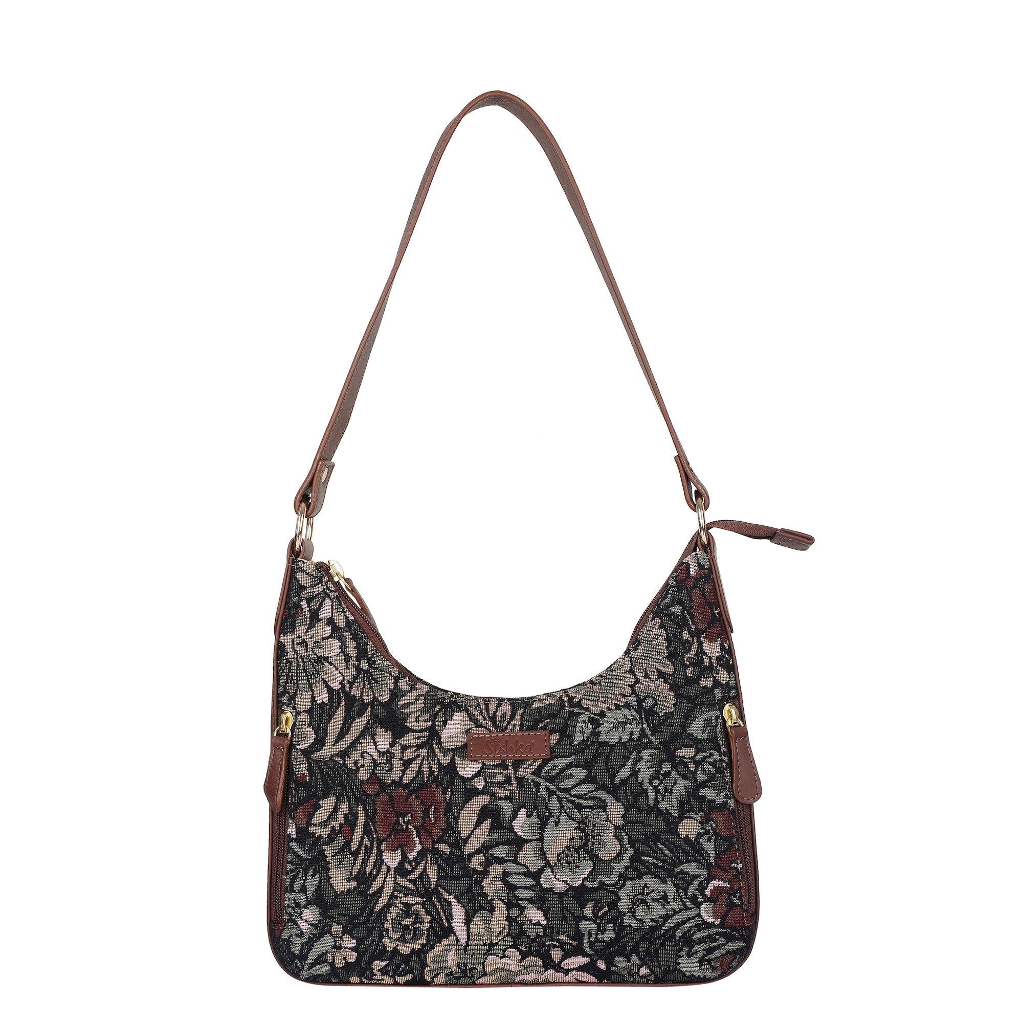 Sishka Women's Hobo Bag in Tapestry Vintage Pattern Fabric | Leather-Trimmed Shoulder & Sling Purse with Leather Strap for Daily Use
