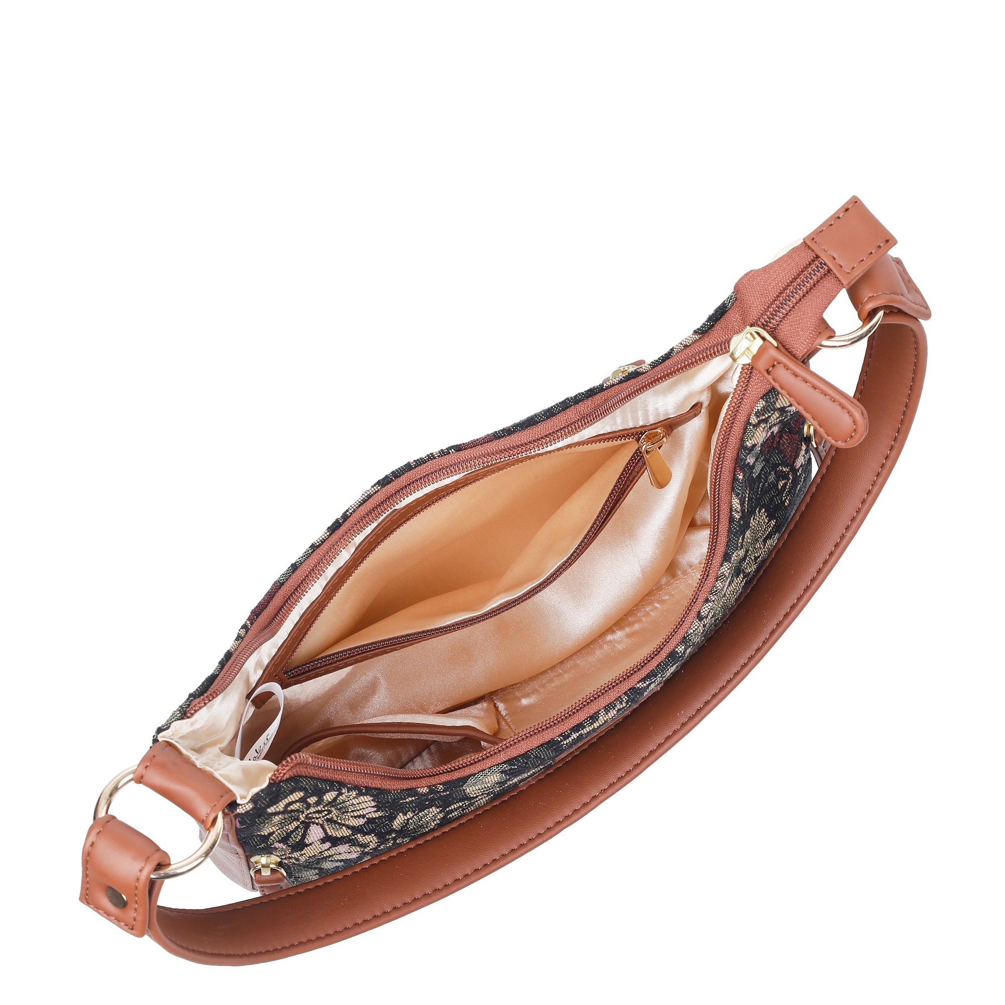 Women’s Vintage Tapestry Hobo Shoulder Bag – Vegan Leather Sling Satchel with Top Handle for Daily Use & Travel