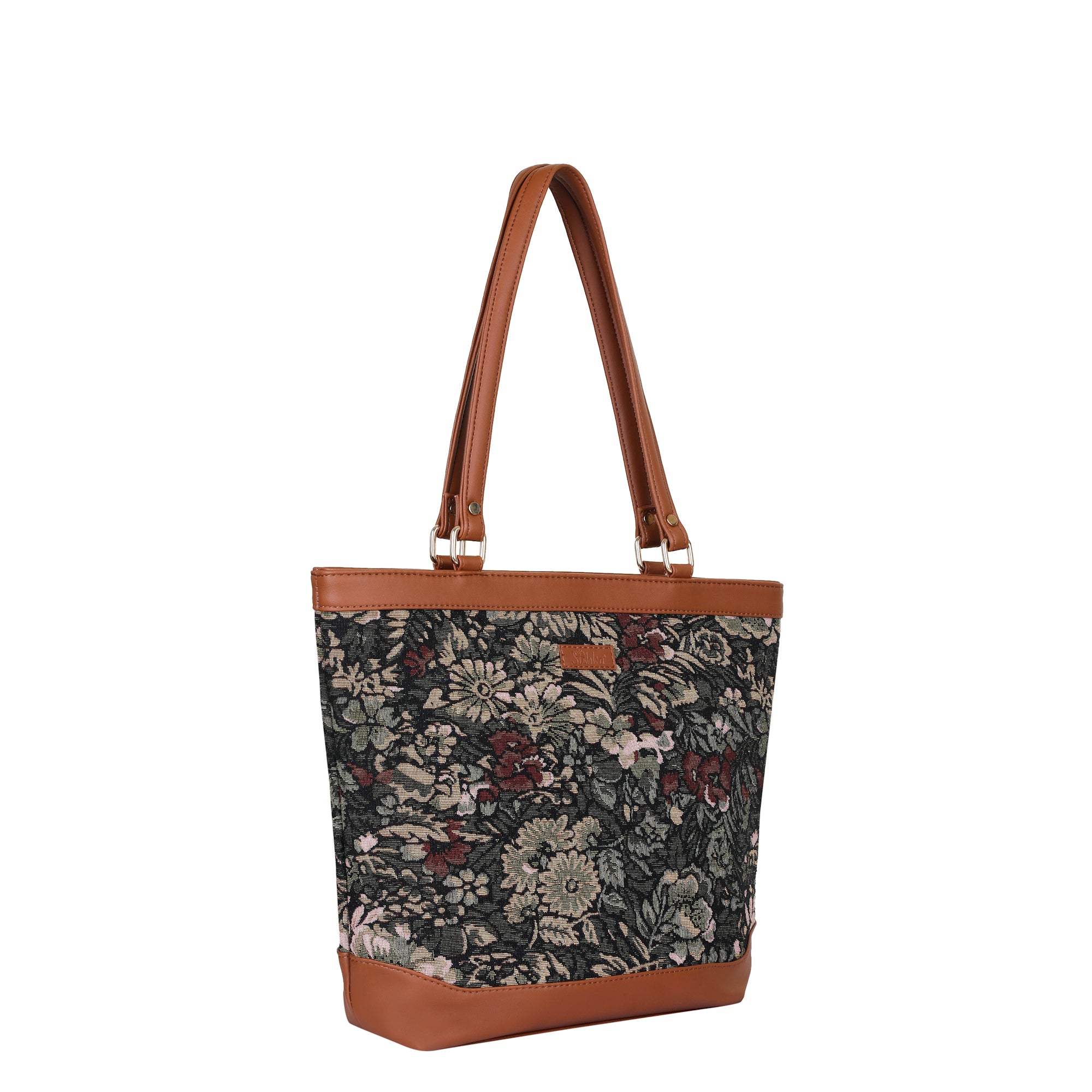 Women’s Vintage Pattern Tapestry Tote Bag – Top Handle Shoulder Satchel with PU Leather Trim for Office & Daily Use