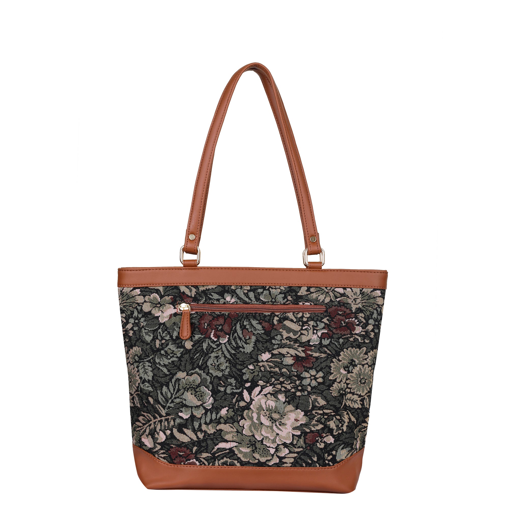 Women’s Vintage Pattern Tapestry Tote Bag – Top Handle Shoulder Satchel with PU Leather Trim for Office & Daily Use