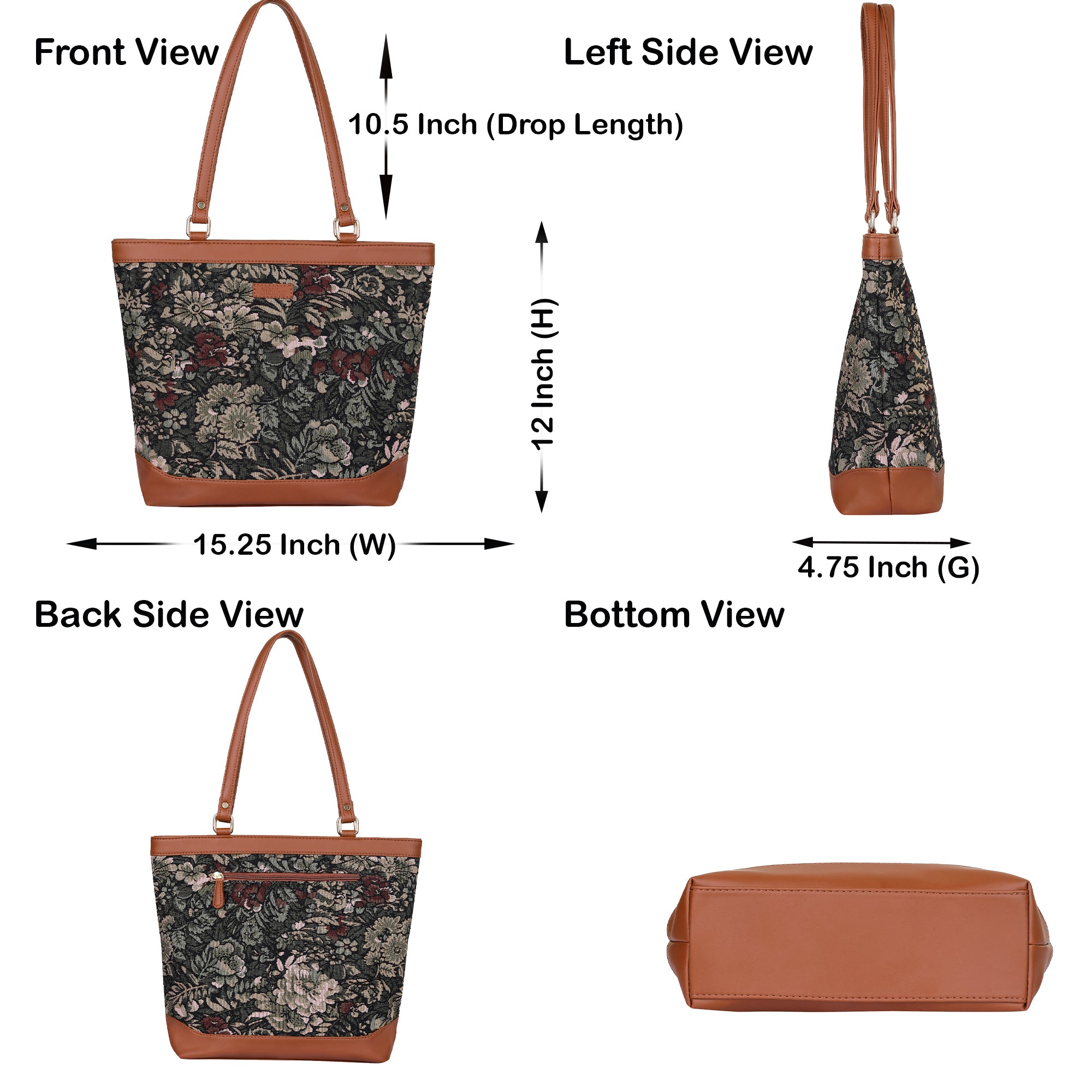Women’s Vintage Pattern Tapestry Tote Bag – Top Handle Shoulder Satchel with PU Leather Trim for Office & Daily Use