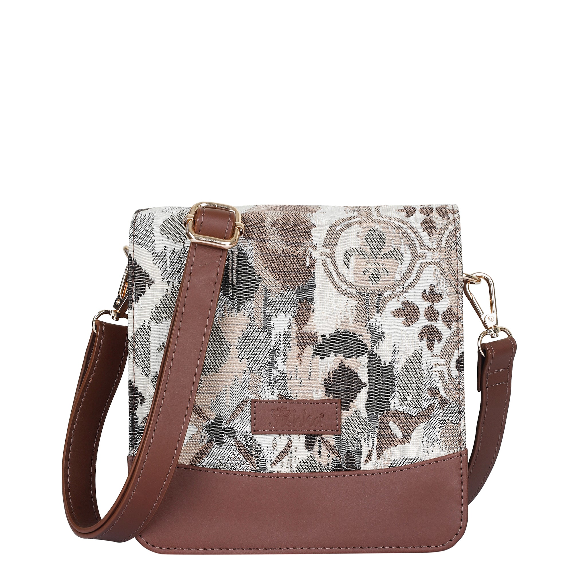 Sishka Abstract Design Women’s Tapestry Crossbody Sling Bag – Messenger Bag Shoulder Purse with Leather Trim & Adjustable Strap for Daily Use