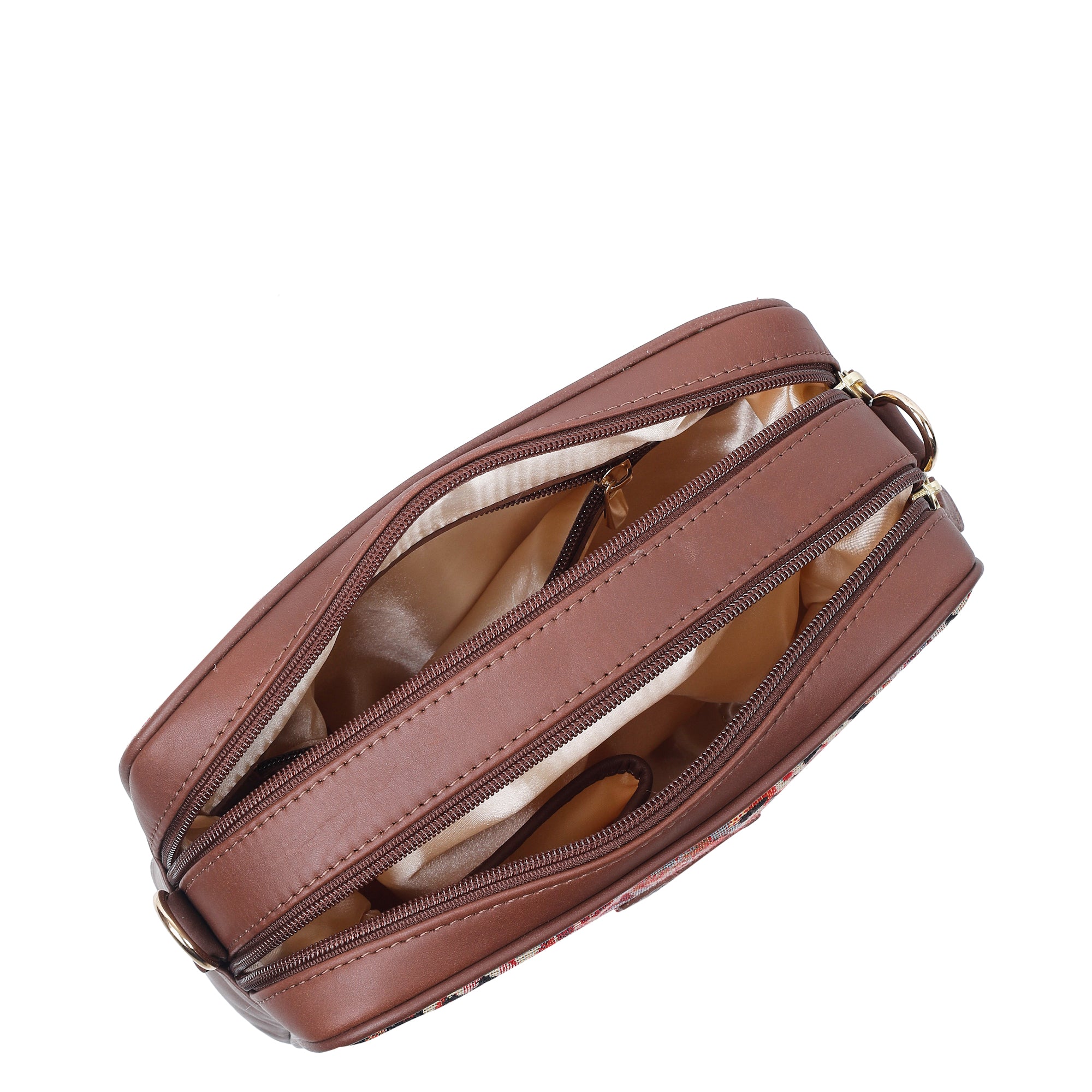 Floral Tapestry Messenger Bag – Women’s Crossbody Sling with Leather Trim