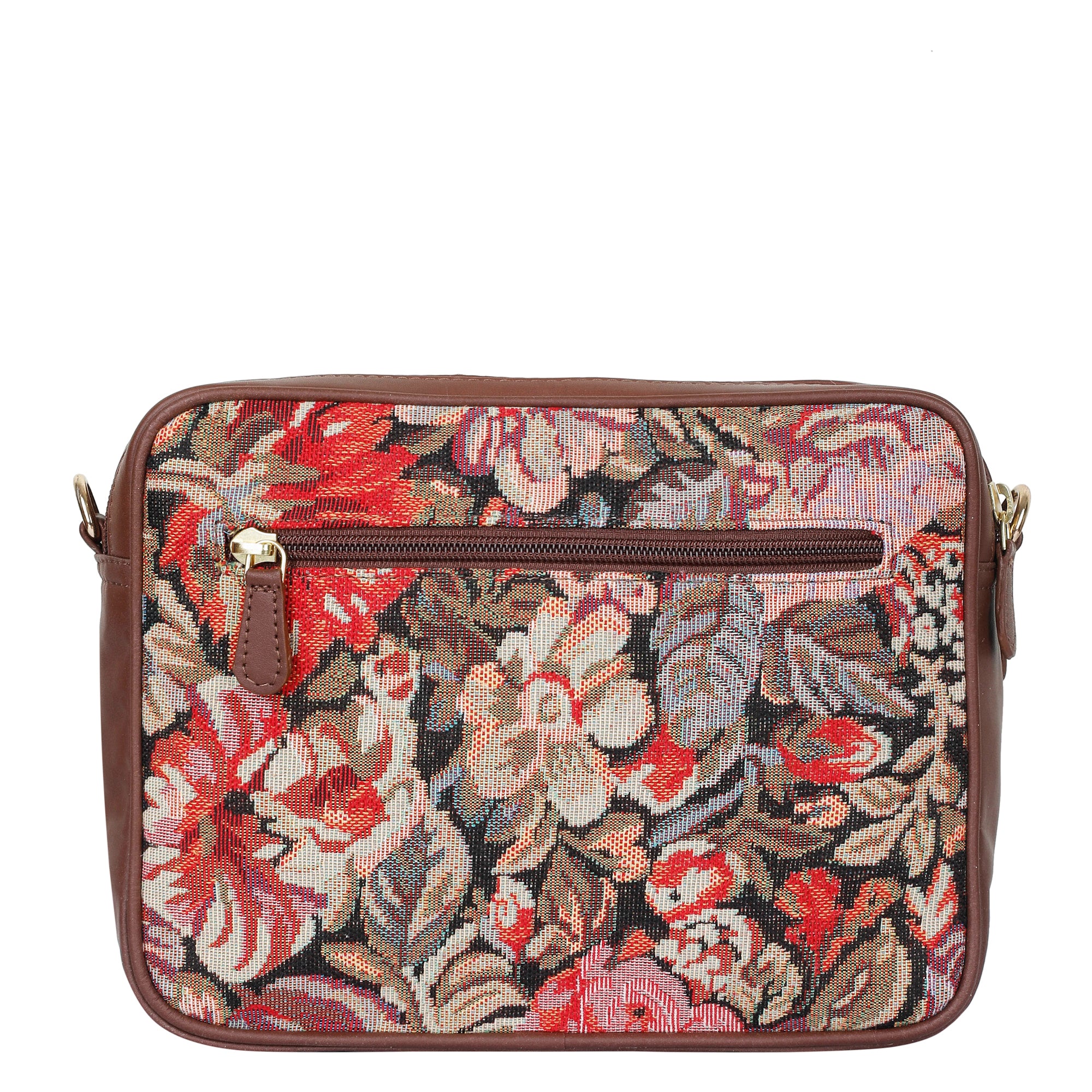 Floral Tapestry Messenger Bag – Women’s Crossbody Sling with Leather Trim