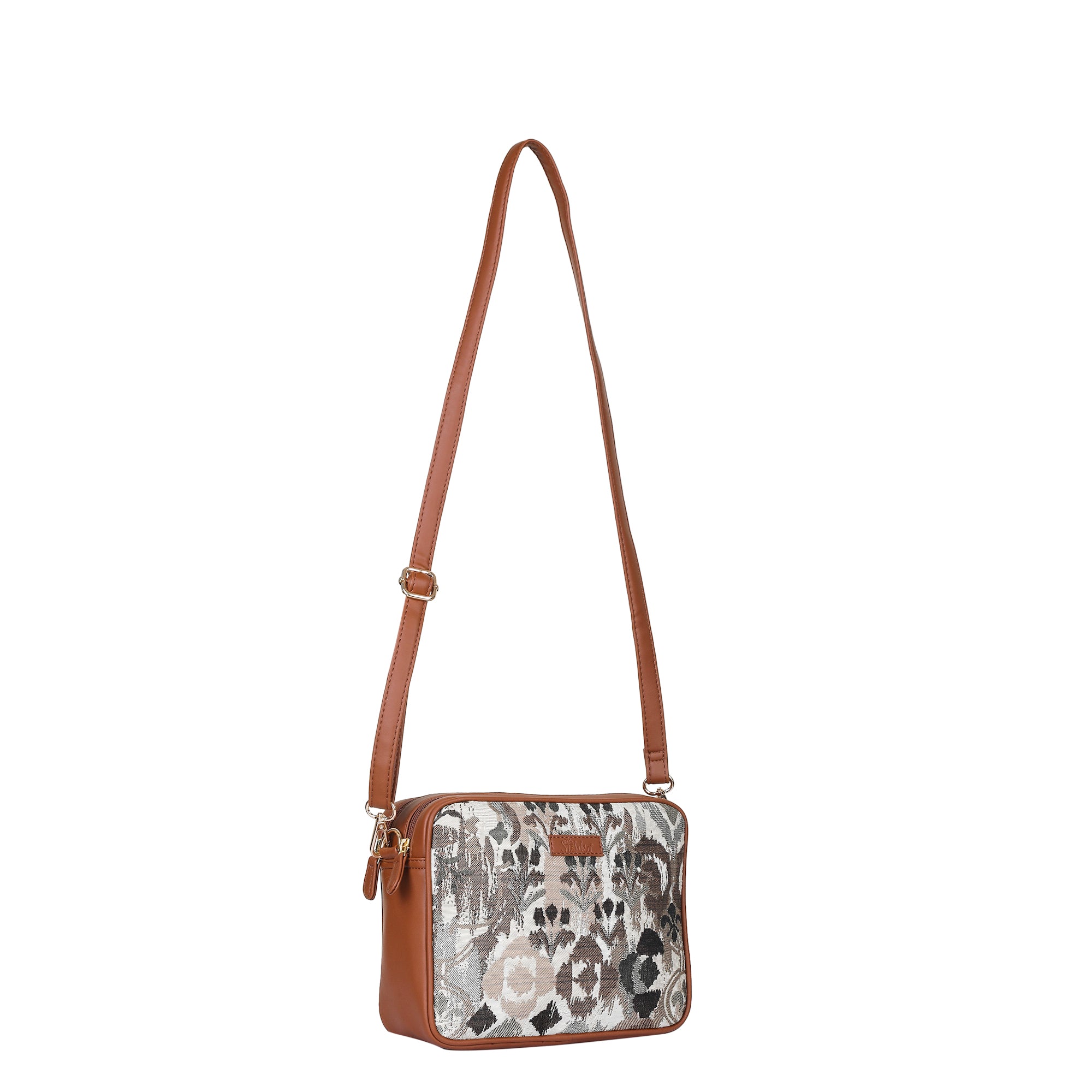 Women’s Abstract Pattern Tapestry Messenger Satchel – Vegan Leather Crossbody Bag with Detachable Strap for Casual & Daily Wear