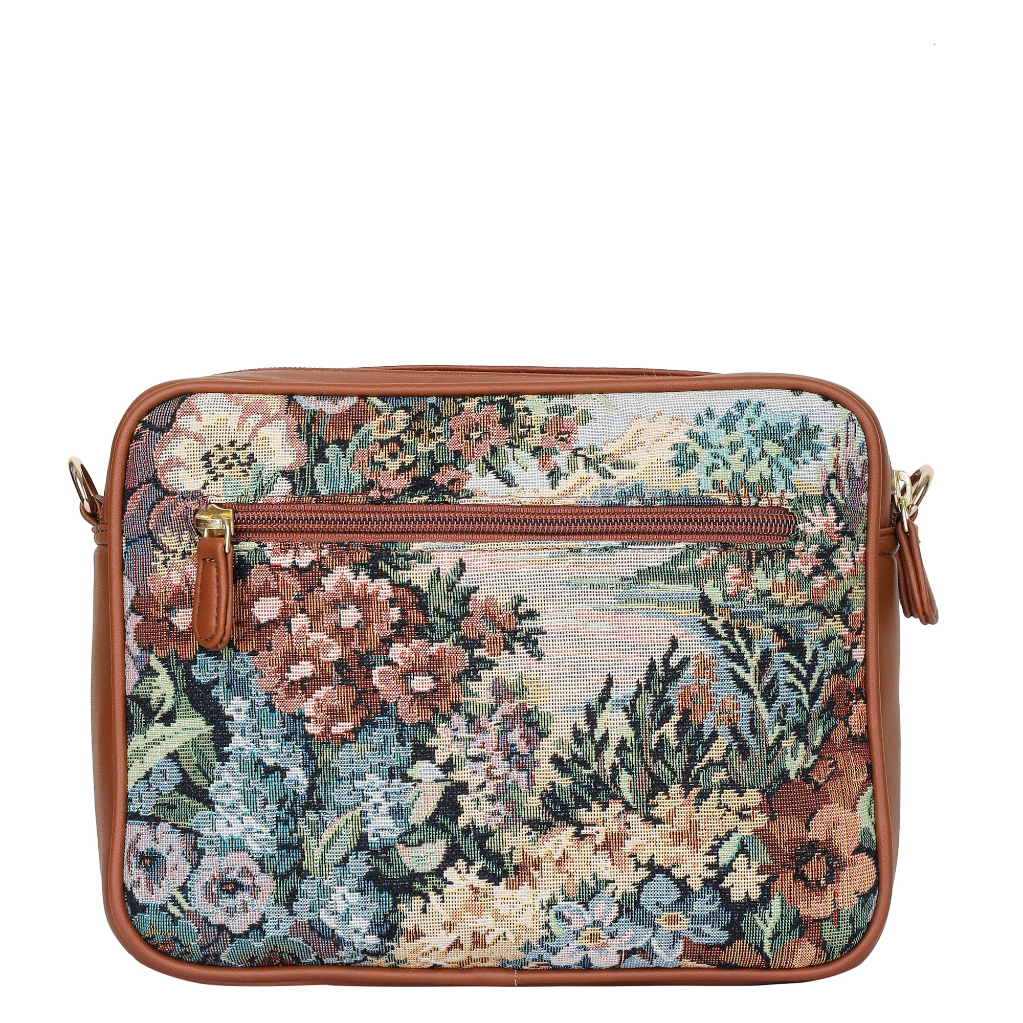 Women’s Botanical Tapestry Crossbody Purse – Messenger & Shoulder Bag with Vegan Leather Accents for Everyday Carry