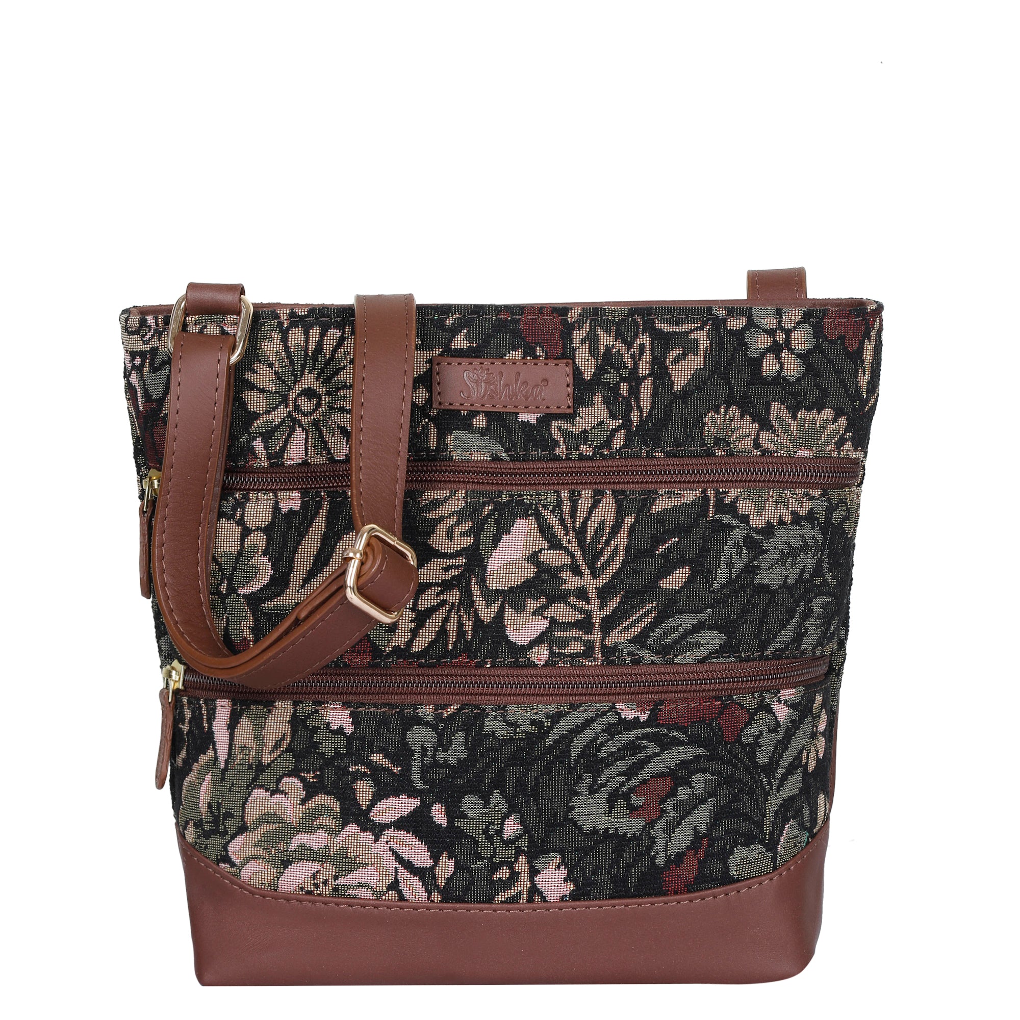 Sishka Vintage Pattern Tapestry Crossbody Sling Bag for Women – Shoulder & Messenger Purse with Leather Trim and Adjustable Strap