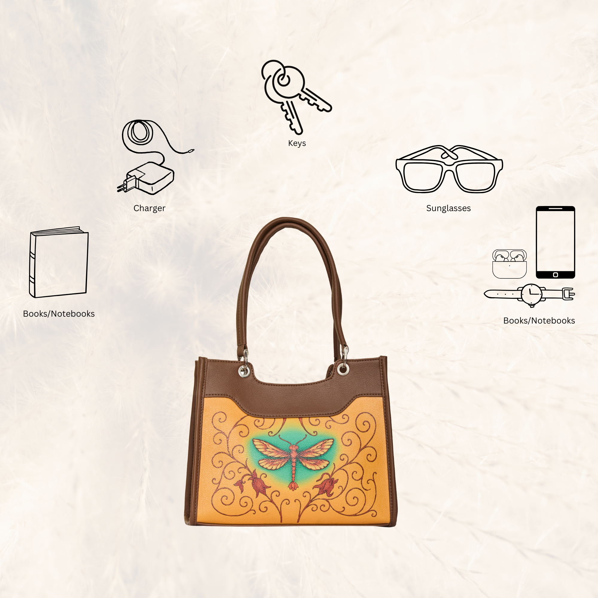 Women’s Printed Genuine Leather Satchel Handbag – Crossbody, Shoulder & Top Handle Bag – Ideal for Office, Work, Travel & Daily Use