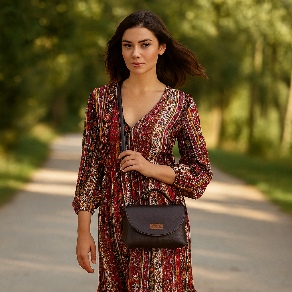 Sishka Brown Sling Crossbody Bag – Vegan Leather Women’s Purse with Top Handle & Shoulder Strap