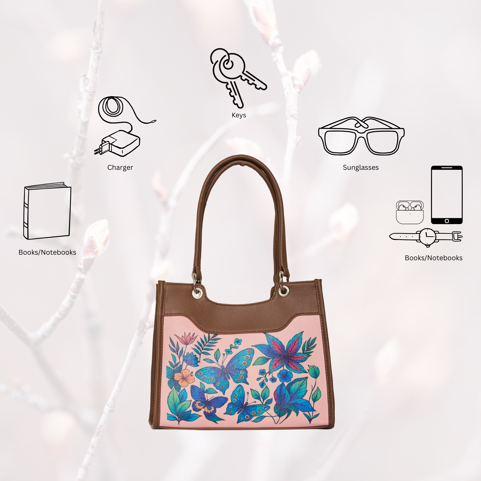 Women’s Printed Genuine Leather Satchel Handbag – Crossbody, Shoulder & Top Handle Bag – Ideal for Office, Work, Travel & Daily Use