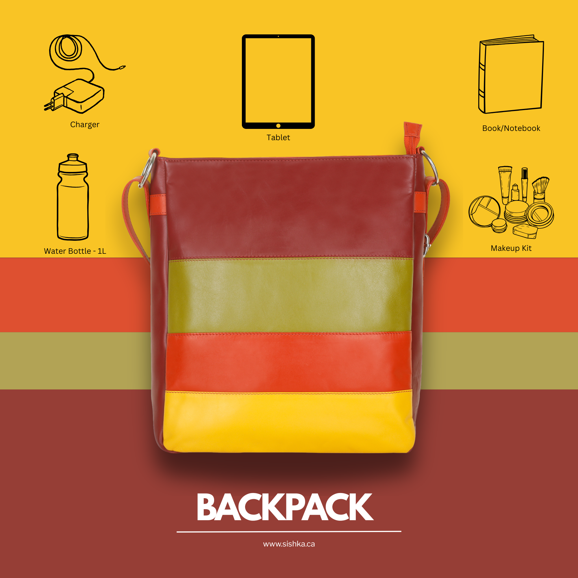 Genuine Leather Multicolour Backpack, Daypack for Women- Travel, Work, Gifting