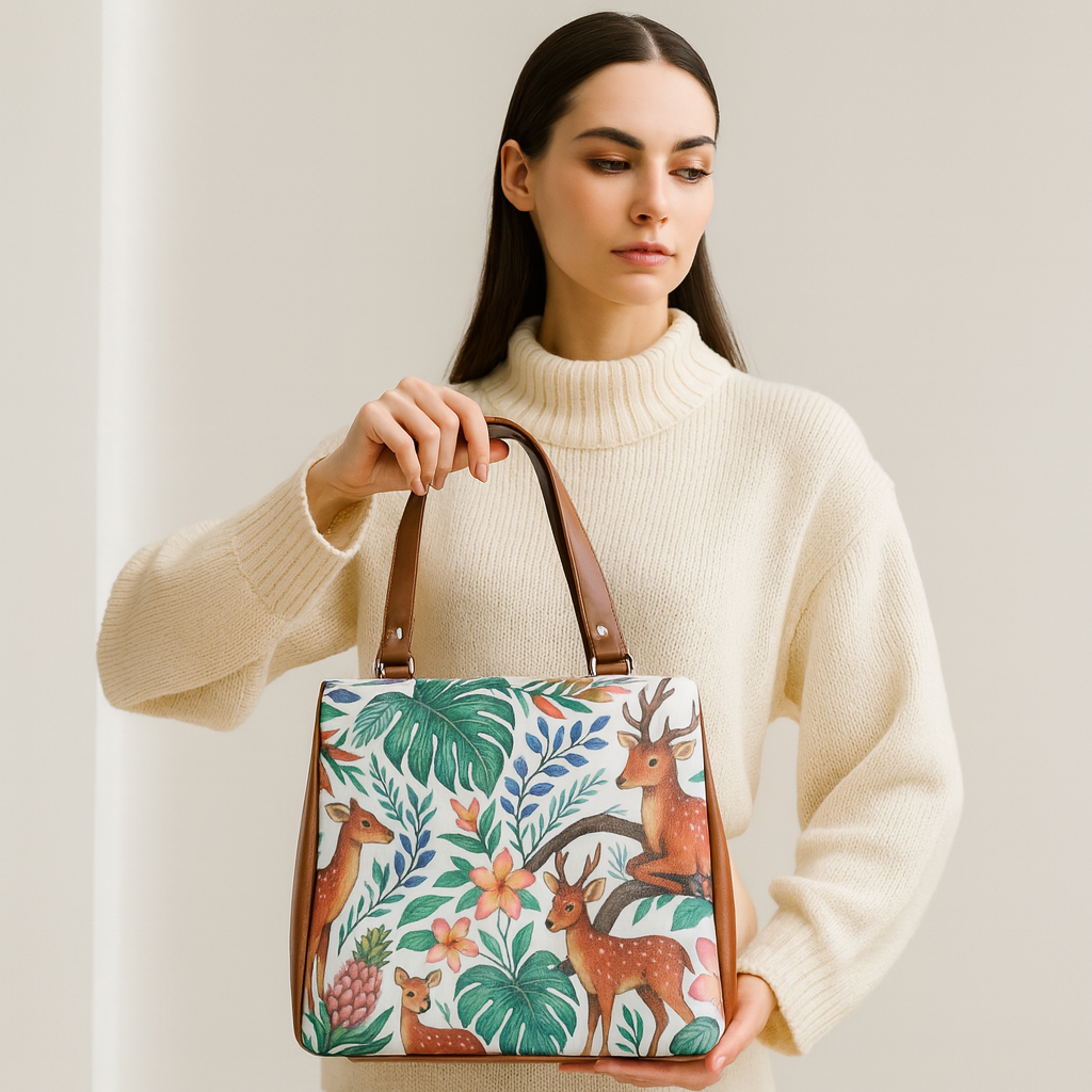 Women’s Printed Leather Tote Shoulder Bag – Multi-Compartment Handbag for Daily Use, Work & Travel