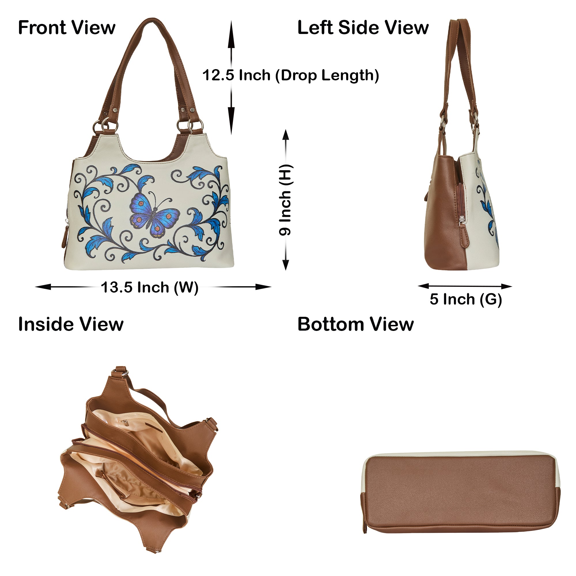 Printed Genuine Leather Shoulder Tote Bag for Women – Stylish Top Handle Handbag Purse– Travel, Office & Daily Use