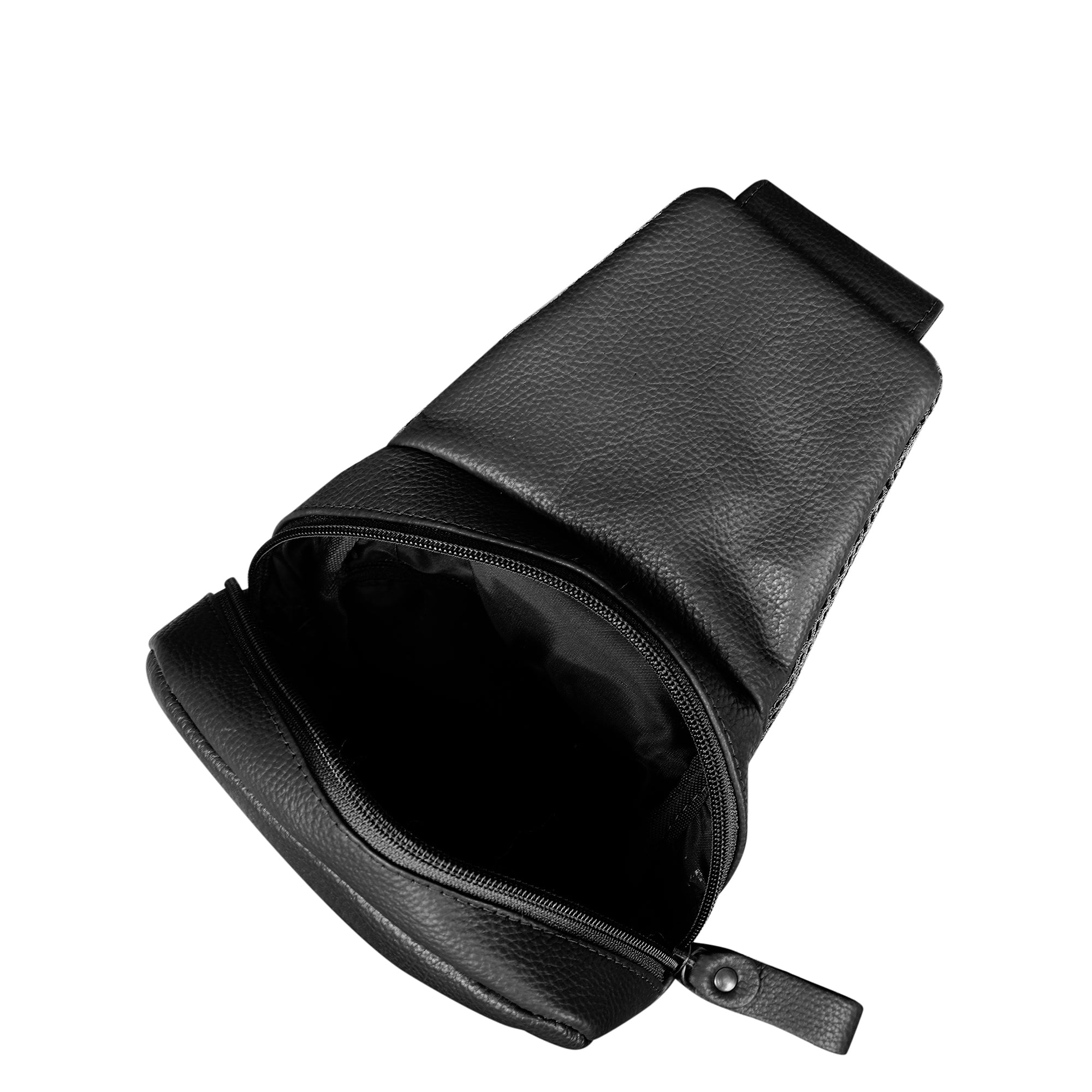Premium Leather  Fanny Sling Bag For Women Men Chest Pack Crossbody Shoulder Belt Bags Travel-Black