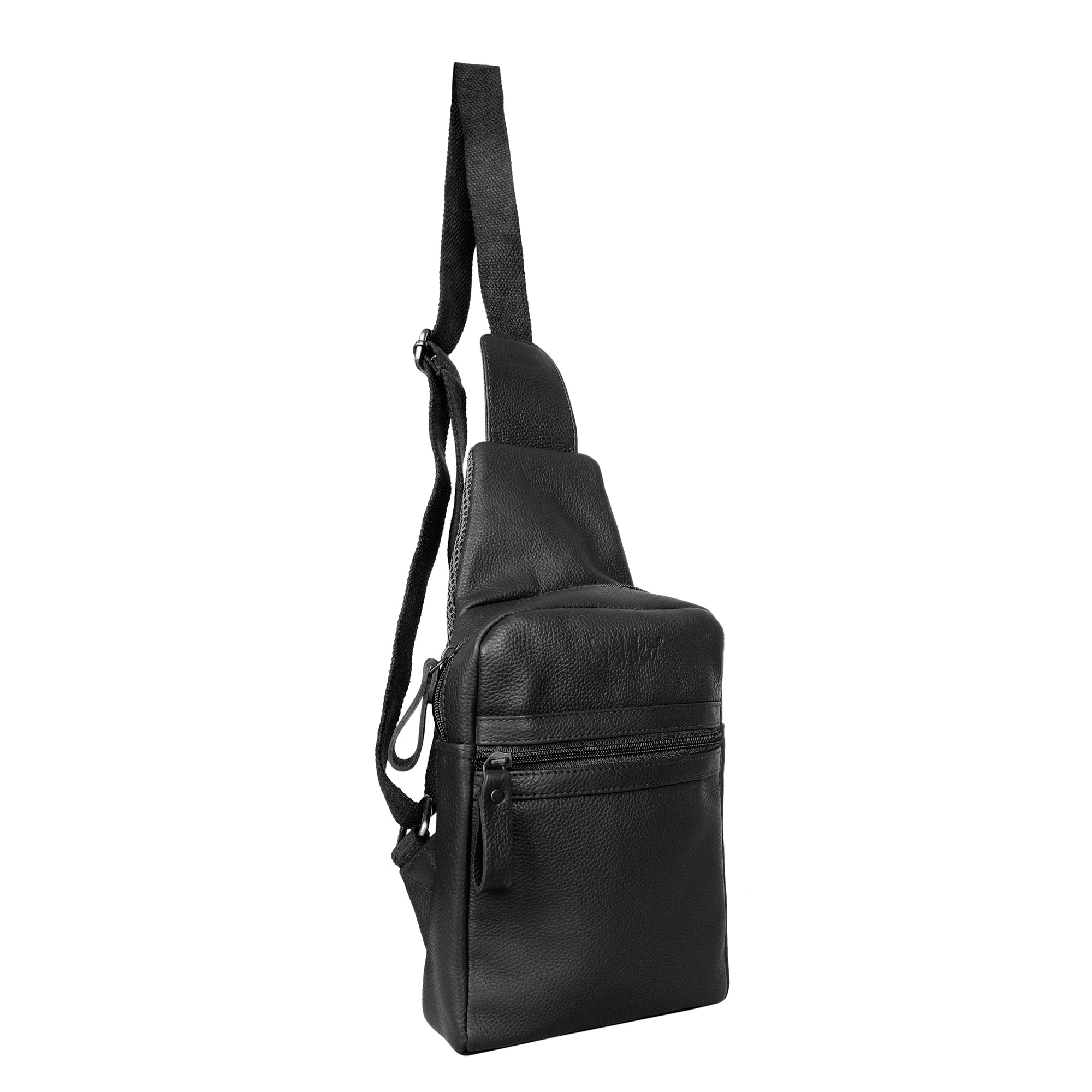 Premium Leather  Fanny Sling Bag For Women Men Chest Pack Crossbody Shoulder Belt Bags Travel-Black