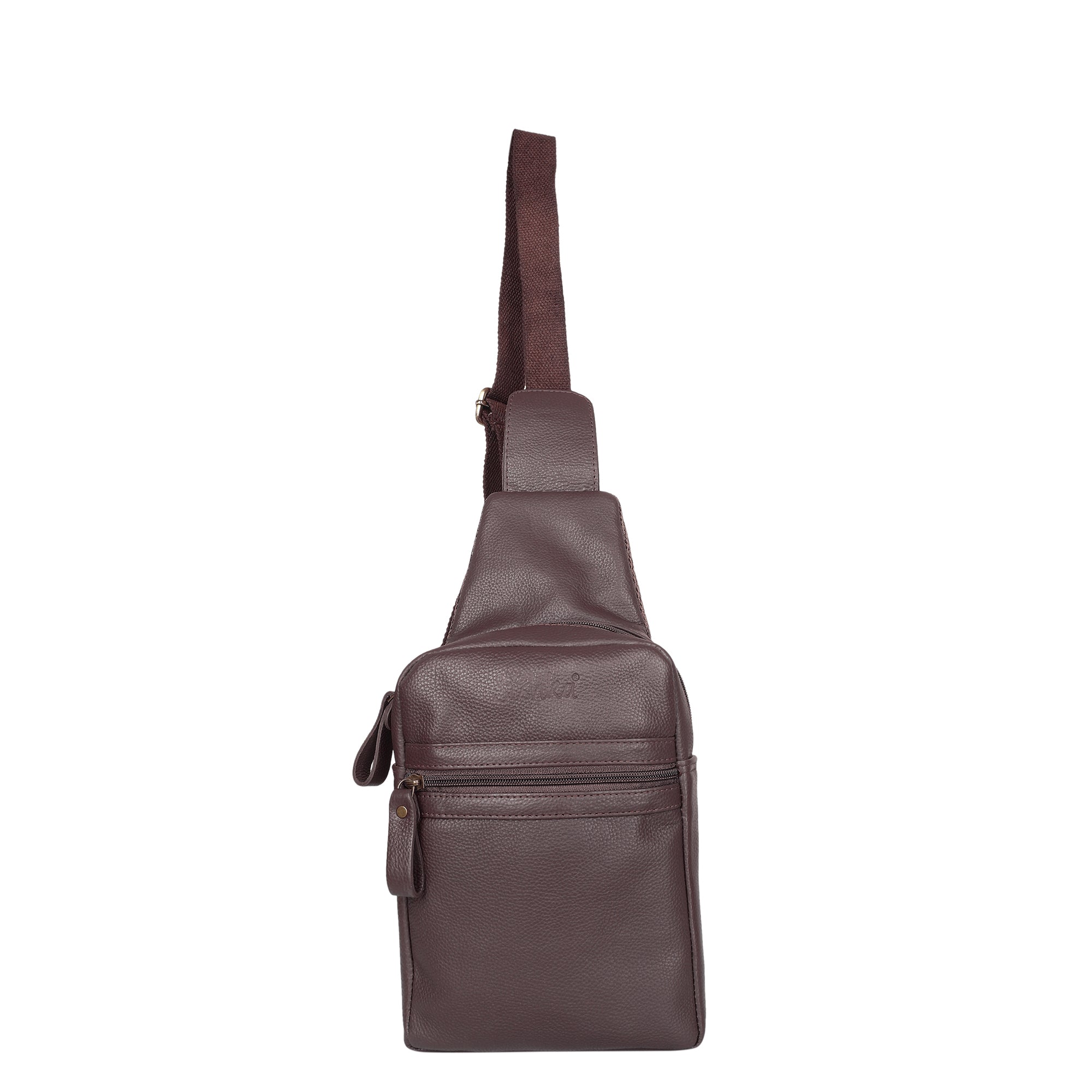 Premium Leather  Fanny Sling Bag For Women Men Chest Pack Crossbody Shoulder Belt Bags Travel-Brown