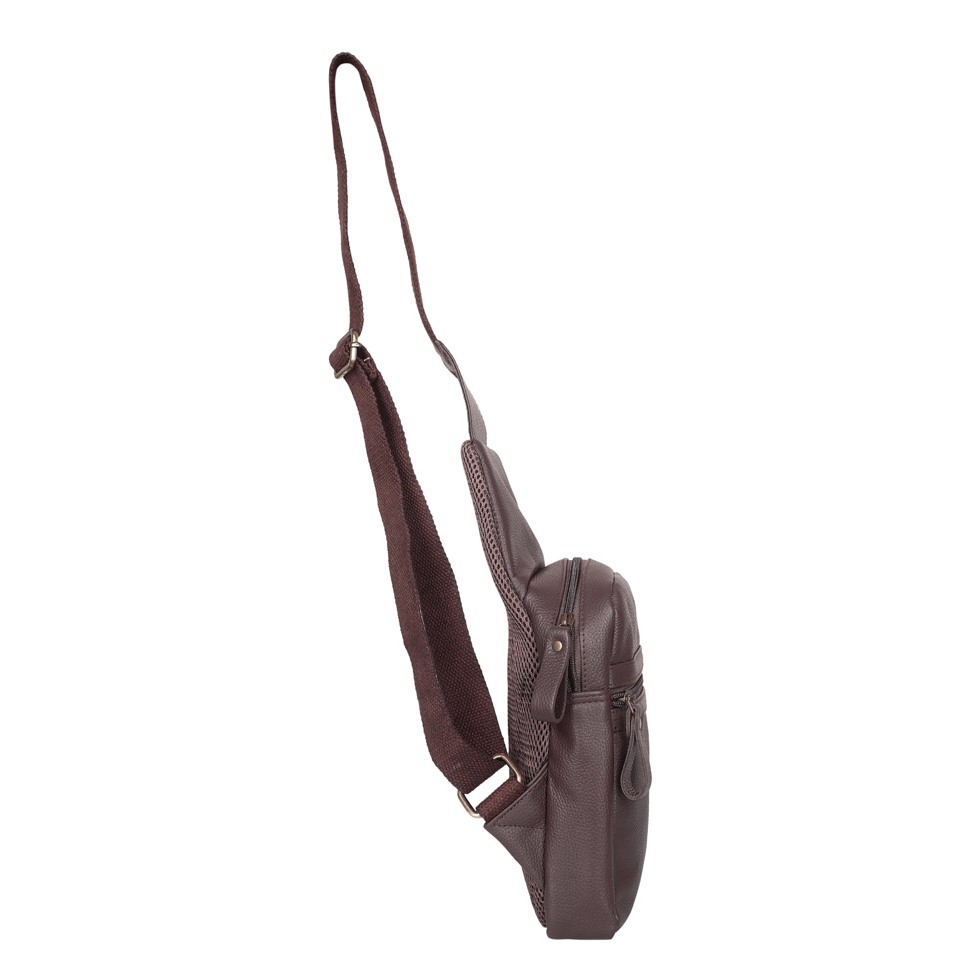 Premium Leather  Fanny Sling Bag For Women Men Chest Pack Crossbody Shoulder Belt Bags Travel-Brown